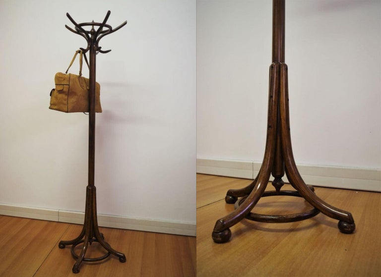 Encantador perchero de madera curvada estilo Thonet de los años 40