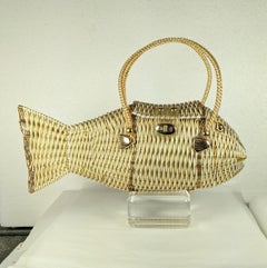 Charming 1960's Woven Figural Fish Bag