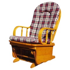 Charming 1970s Pine Rocking Chair - A Rustic Touch of Mid-Century Design