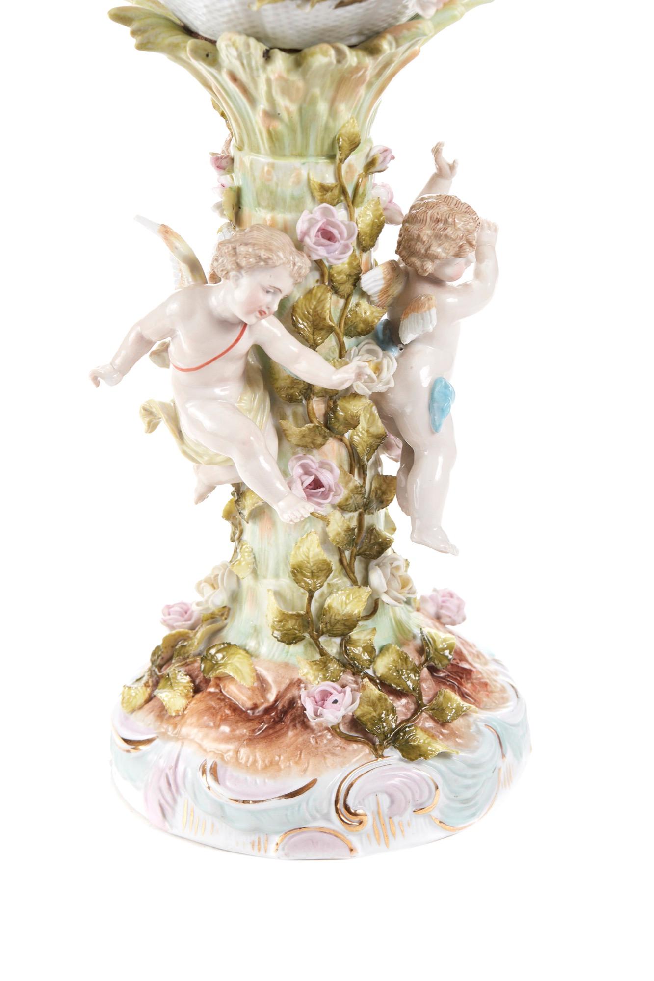 Charming 19th Century Antique Meissen Style Pedestal Comport, circa 1880 In Excellent Condition In Suffolk, GB