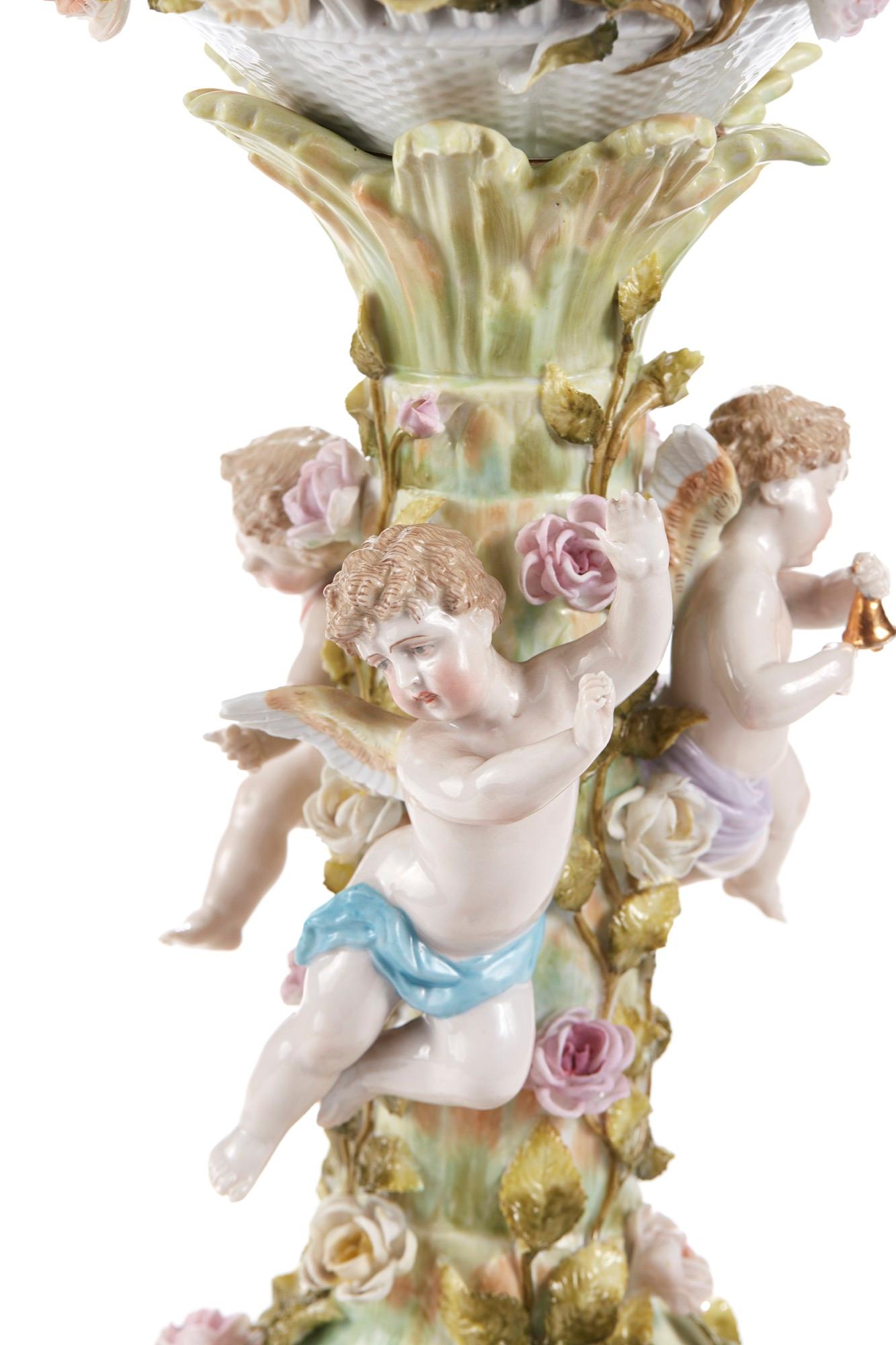 Porcelain Charming 19th Century Antique Meissen Style Pedestal Comport, circa 1880