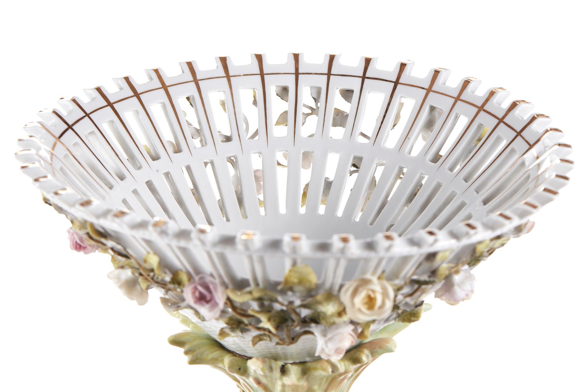 Late Victorian Charming 19th Century Antique Meissen Style Pedestal Comport, circa 1880