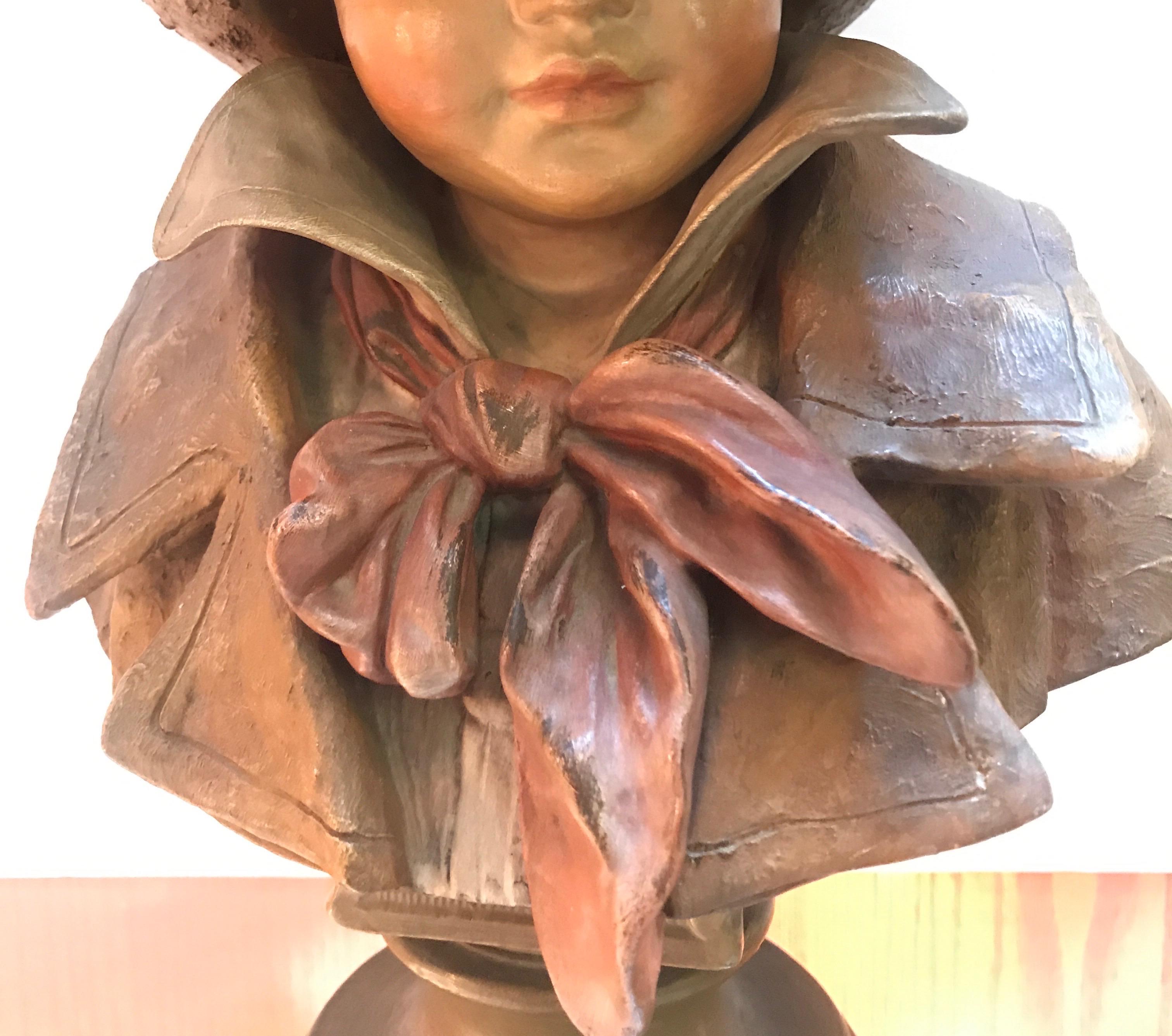 Charming 19th Century English Terracotta Bust In Excellent Condition In Lambertville, NJ