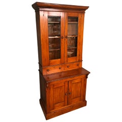 Antique Charming 19th Century Honey Pine China Cupboard Cabinet