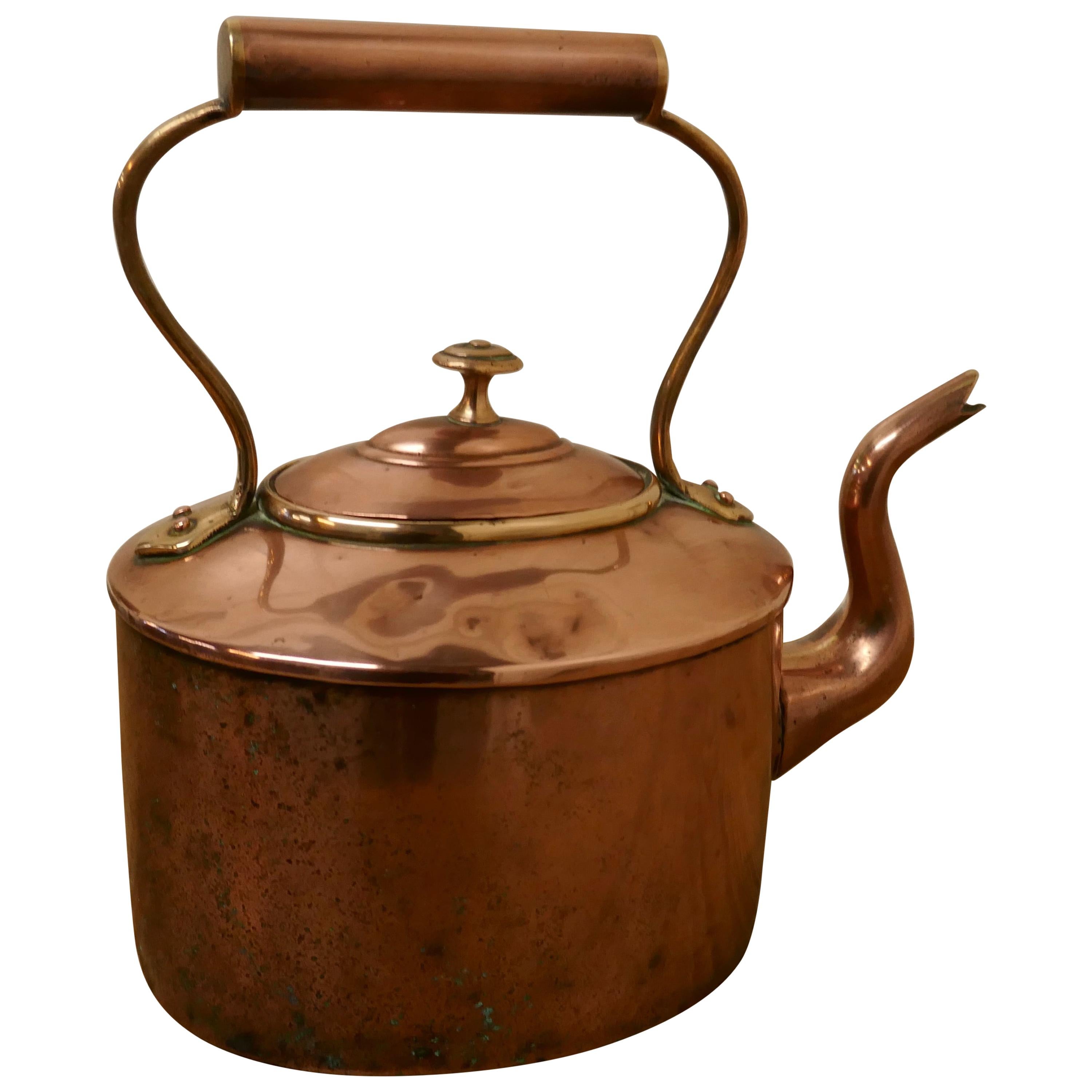 Charming 19th Century Oval Century Copper Kettle For Sale