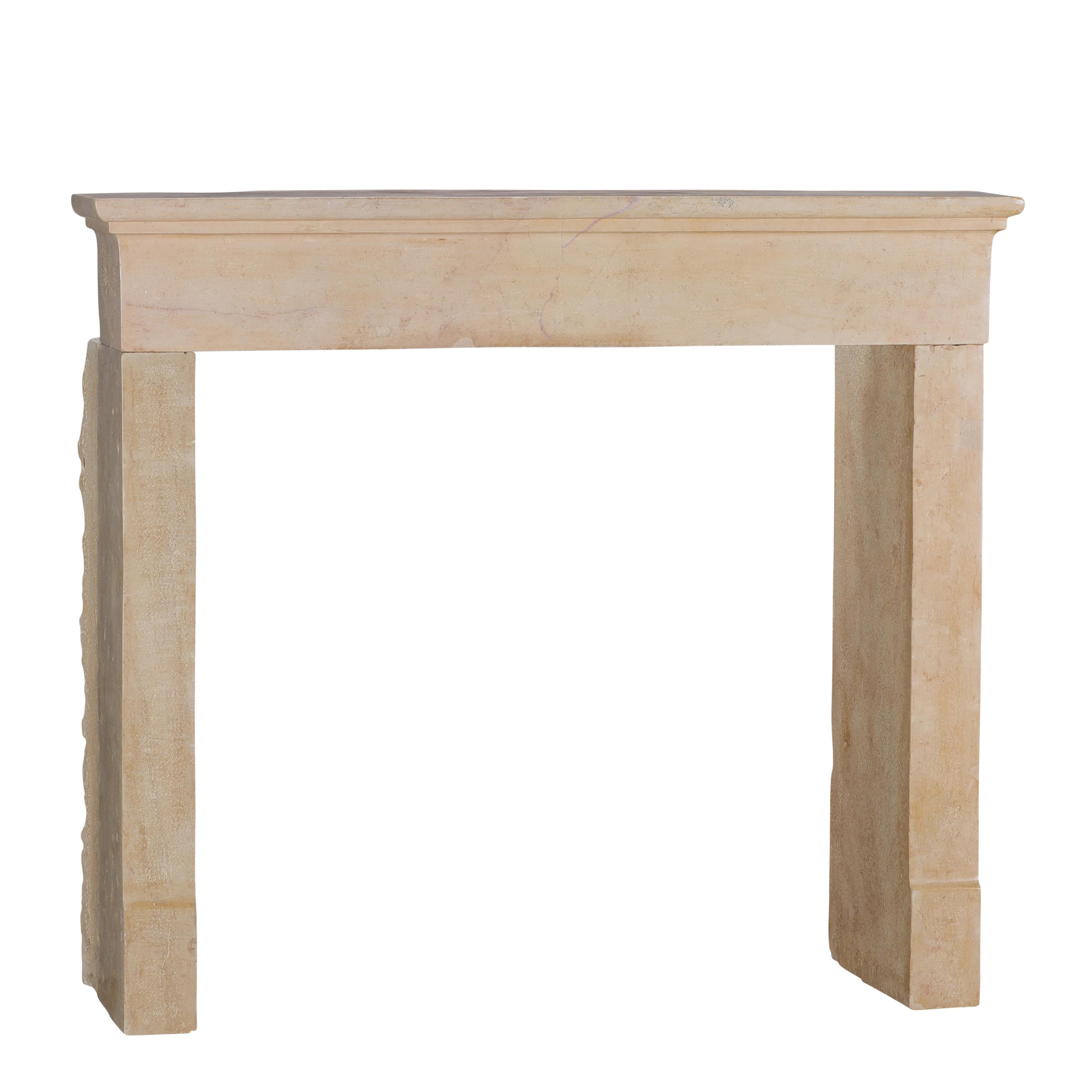 Charming 19th Century Petite French Fireplace Mantel With Square Firebox Opening For Sale 1