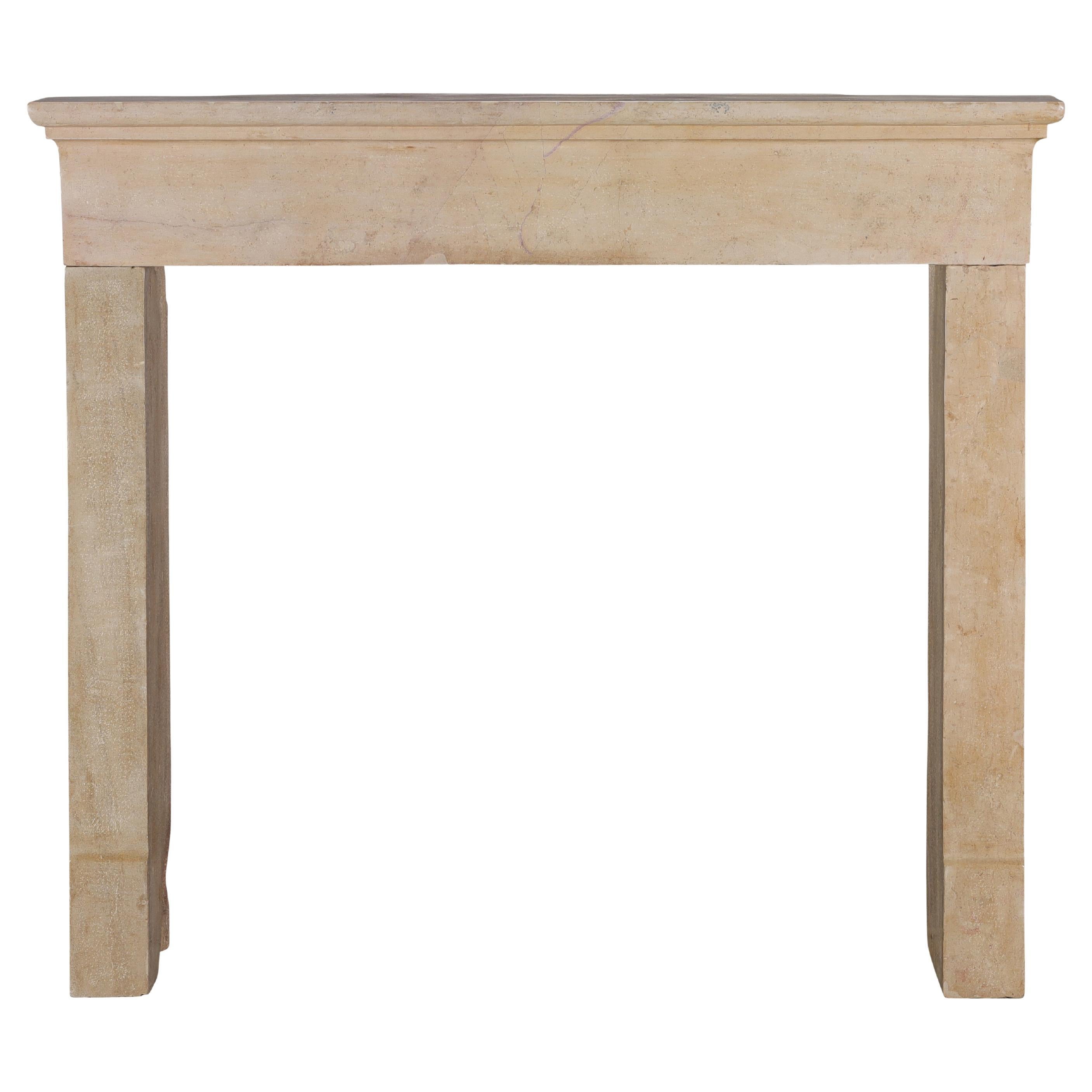Charming 19th Century Petite French Fireplace Mantel With Square Firebox Opening For Sale