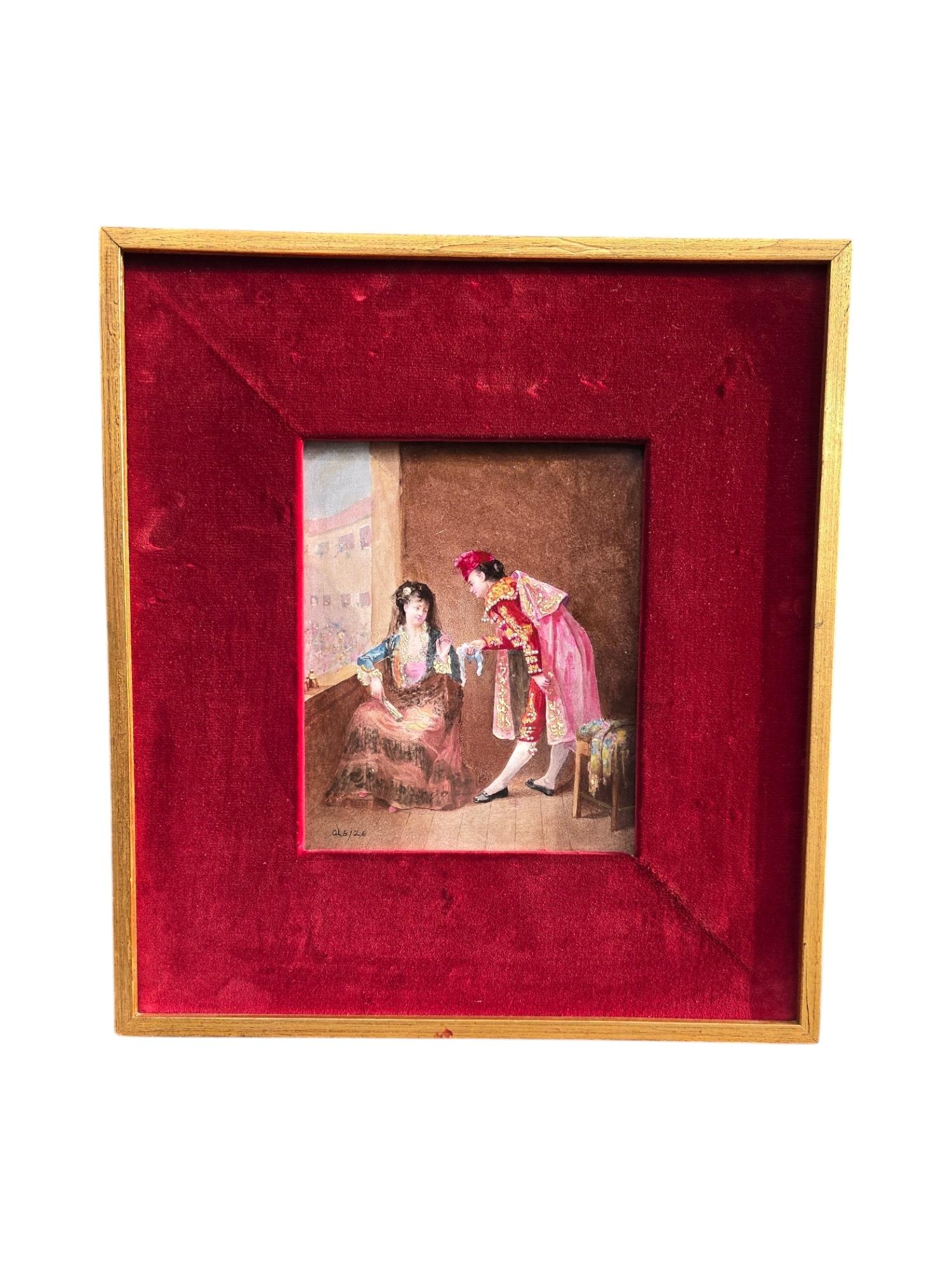 Charming 19th-Century Spanish Porcelain Plaque Depicting a Bullfighter For Sale 7
