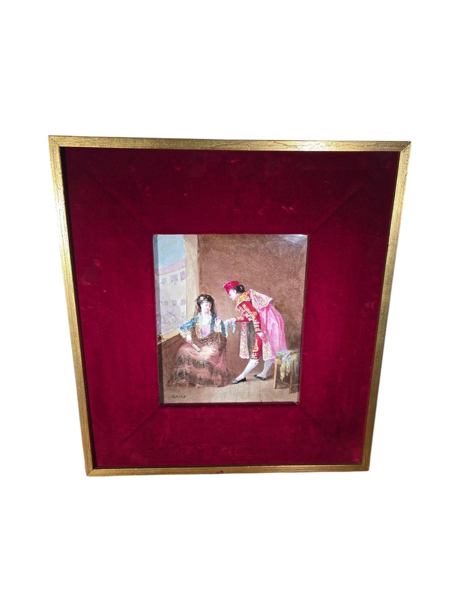 Charming 19th-Century Spanish Porcelain Plaque Depicting a Bullfighter For Sale 8
