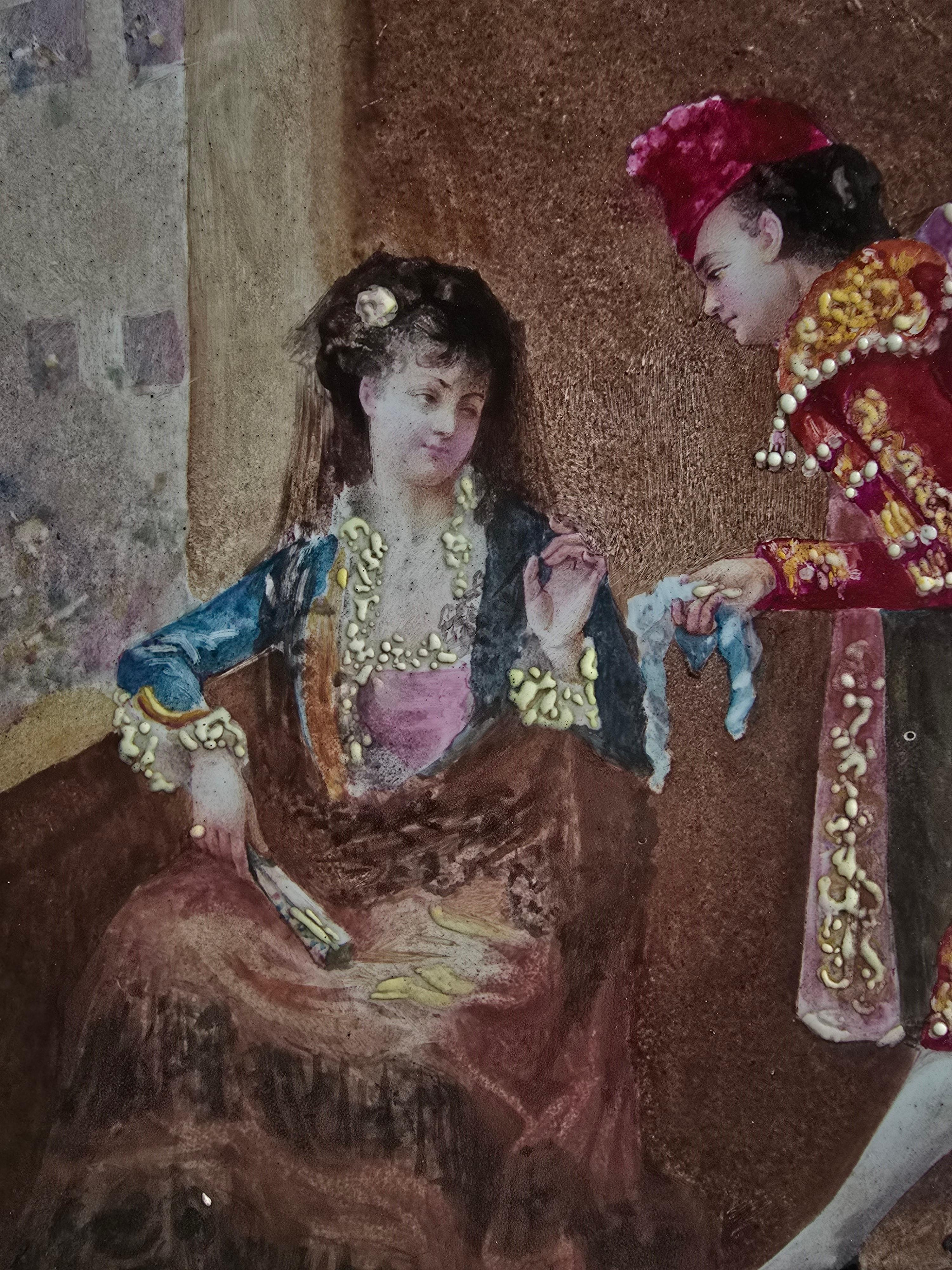 Charming 19th-Century Spanish Porcelain Plaque Depicting a Bullfighter For Sale 1