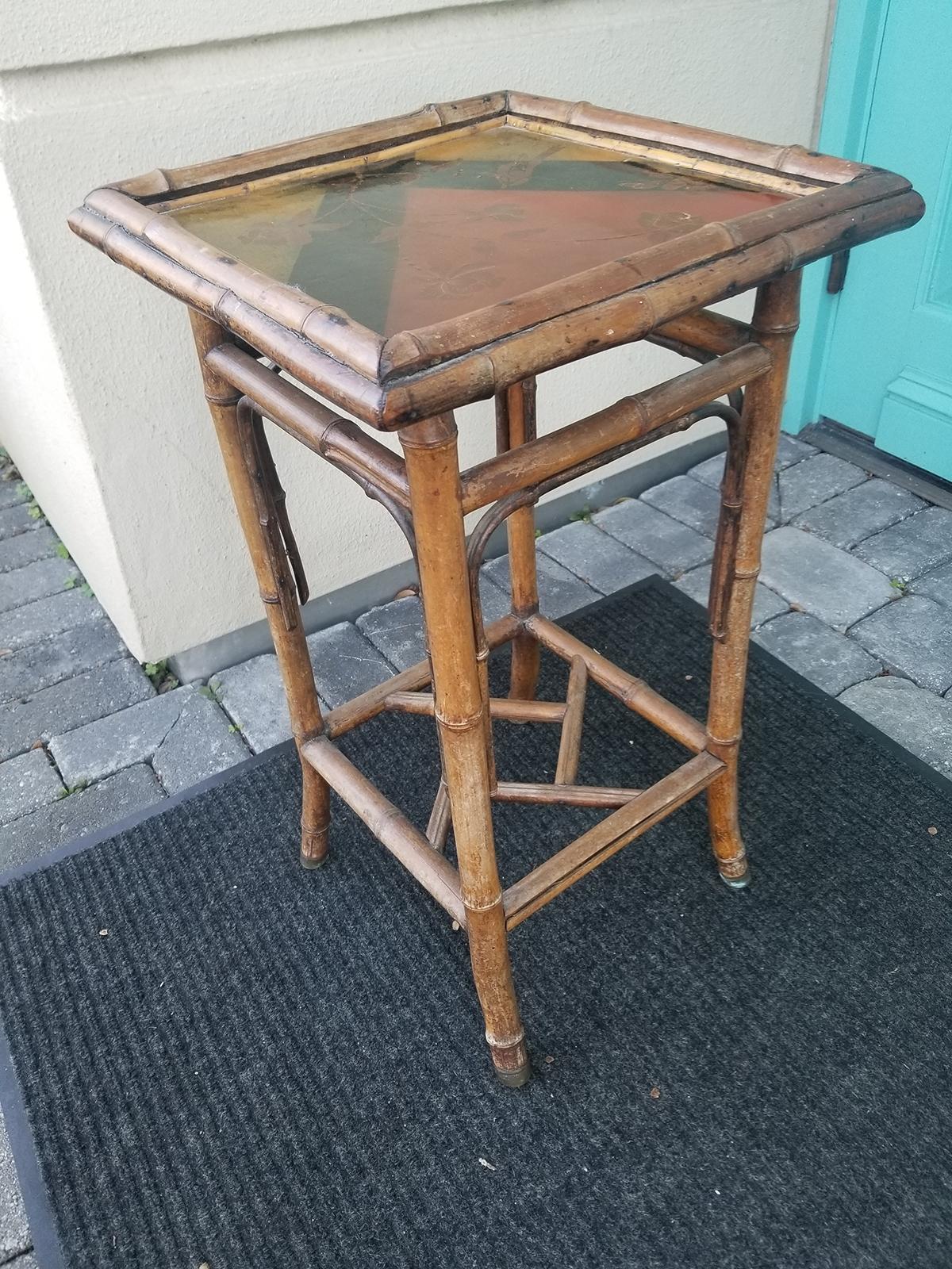 Charming 19th Century Bamboo Square Drink Table 1