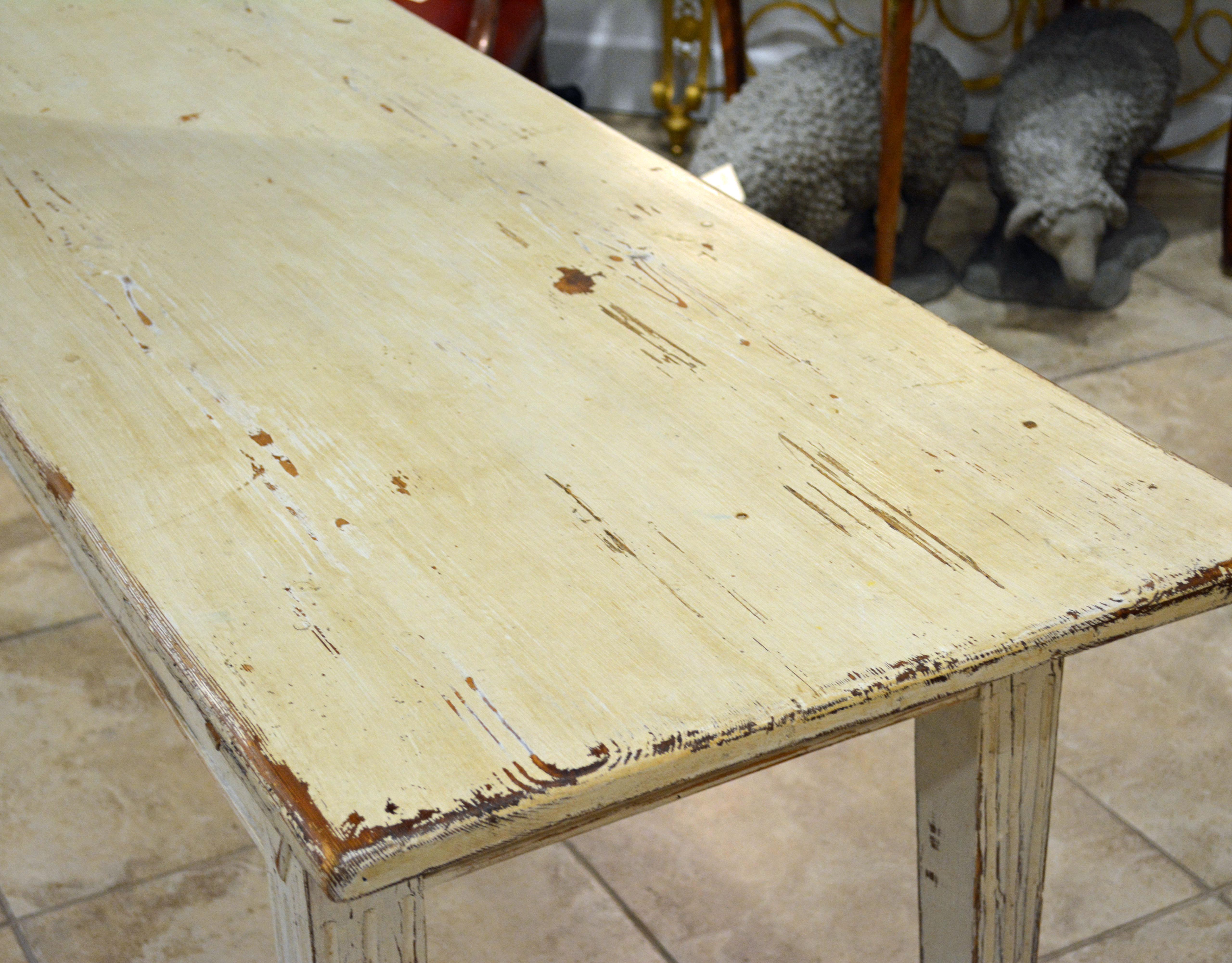 Charming 19th Century Swedish Gustavian Style Painted Pinewood Farm Table 6