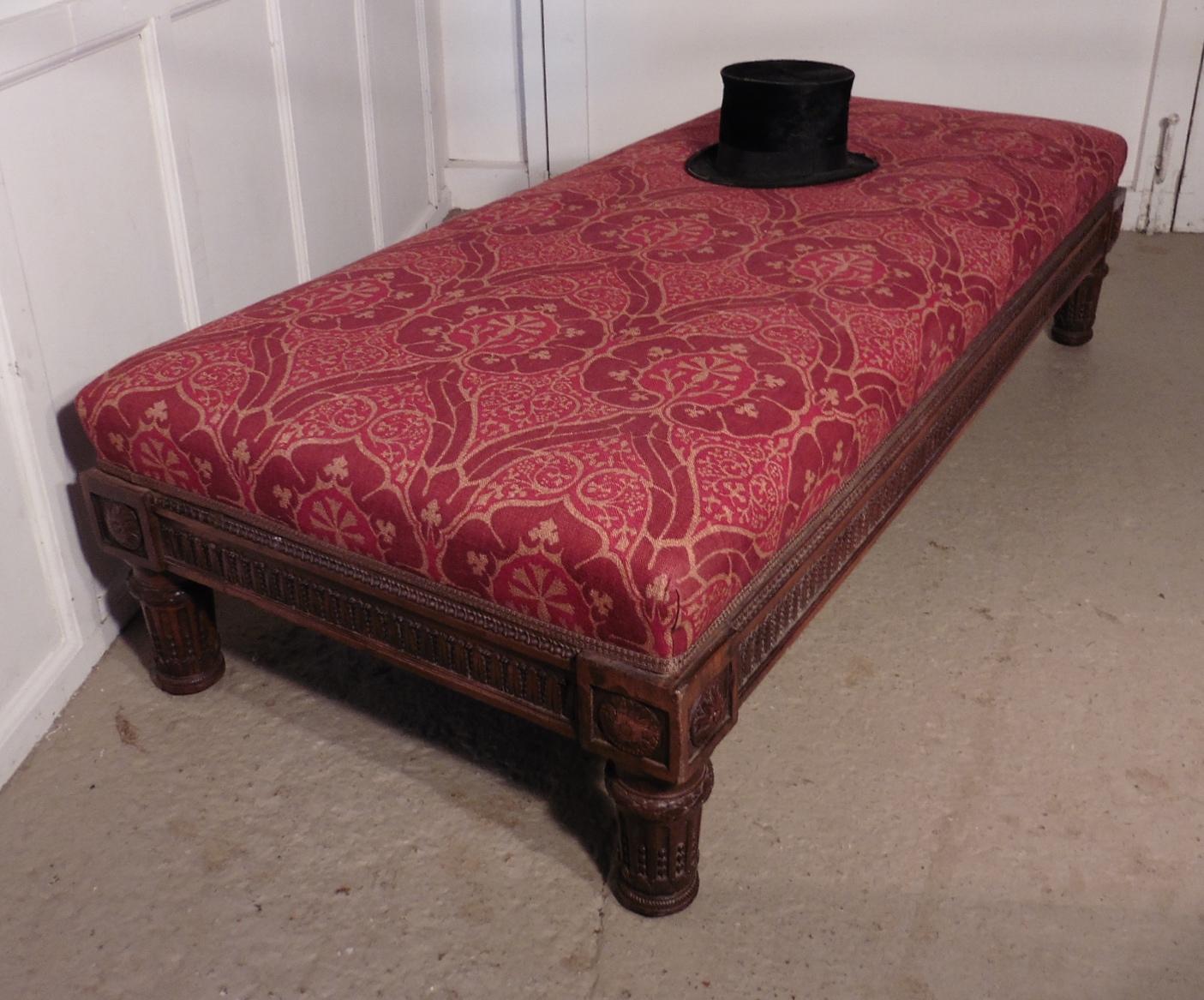 Mahogany Charming 19th Century Upholstered Window Seat or Day Bed