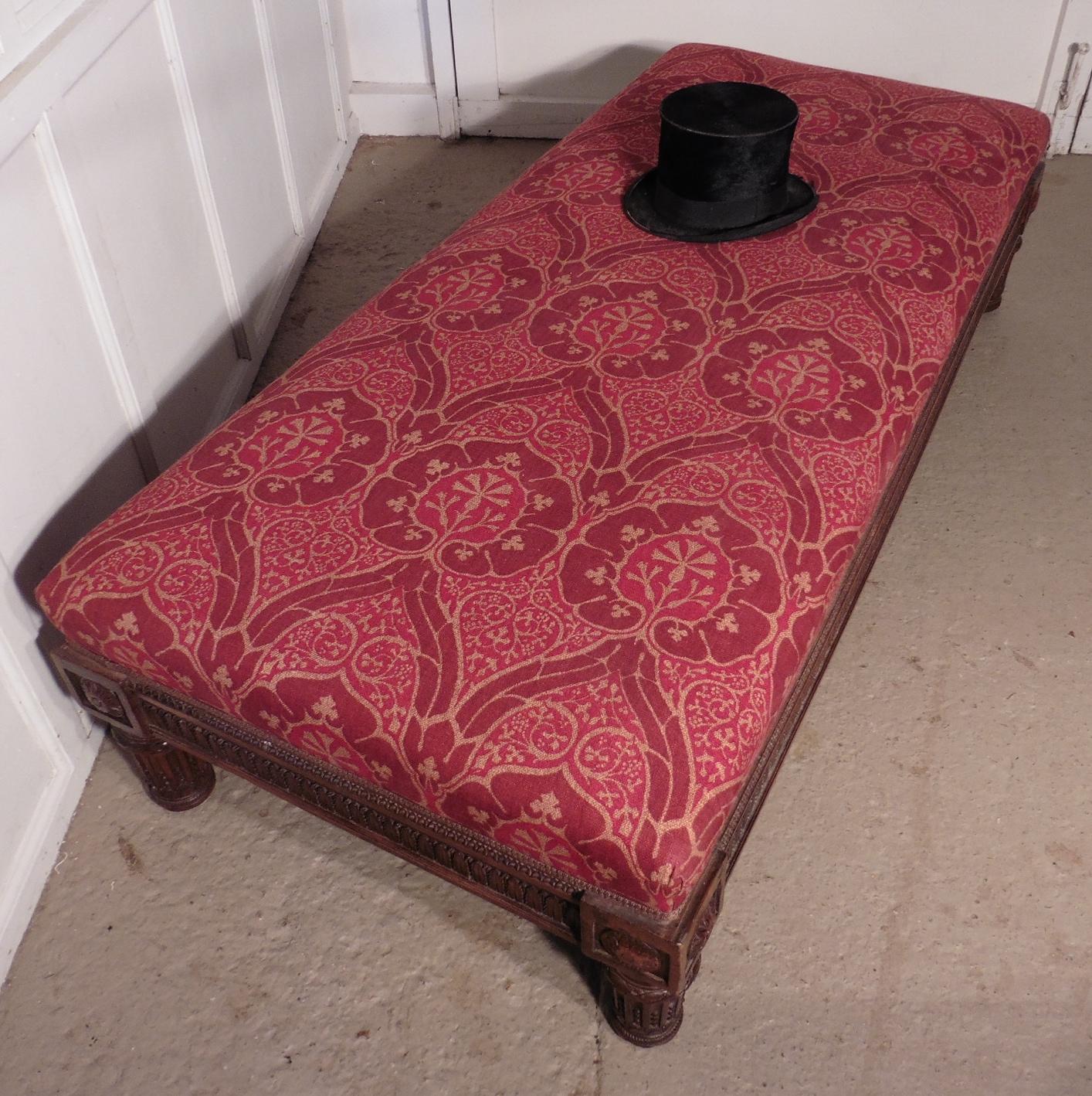 Charming 19th Century Upholstered Window Seat or Day Bed 1