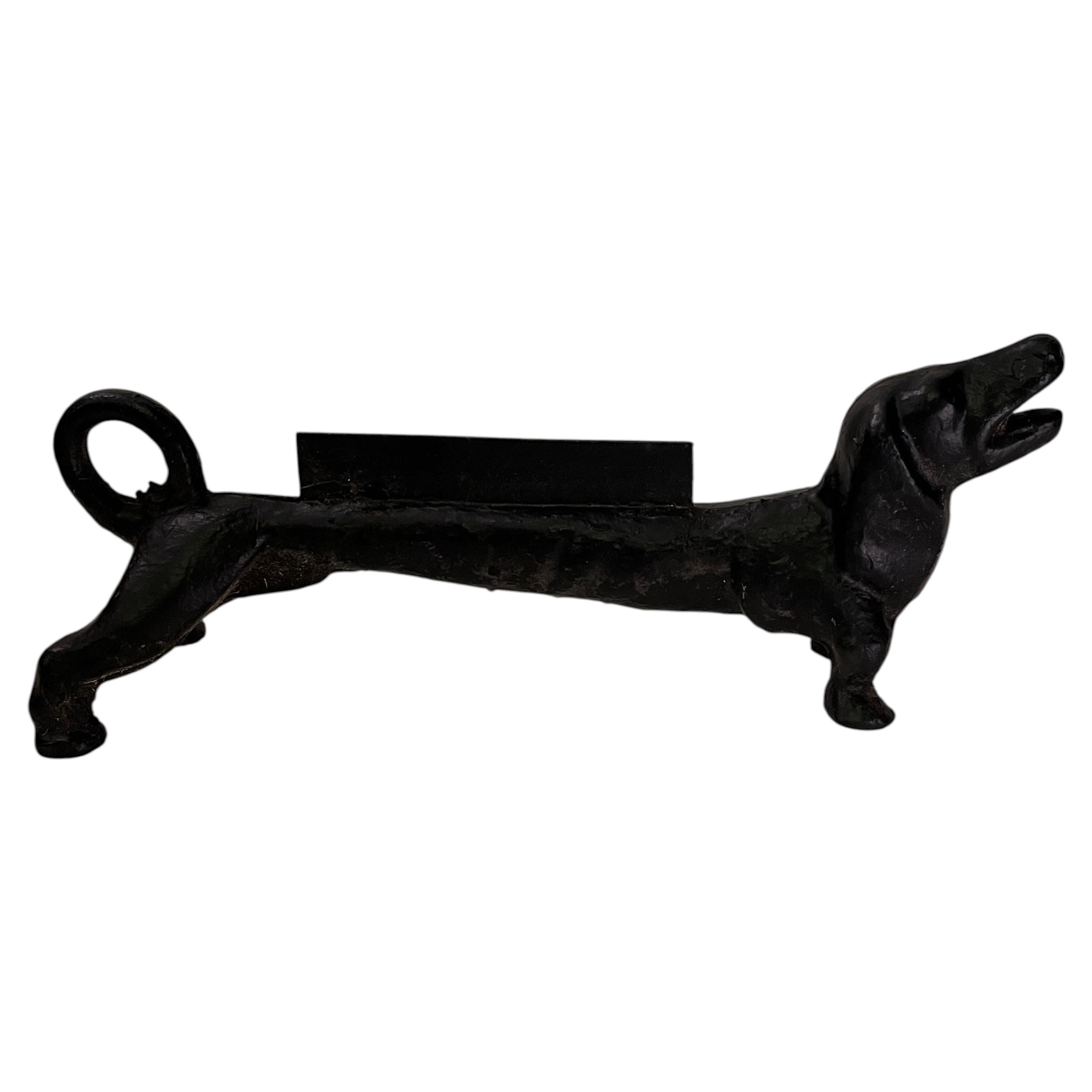 Charming 20th Century Cast Iron Heavy Dachshund Dog Boot Scraper Attr. to Hubley