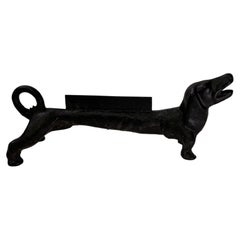 Charming 20th Century Cast Iron Heavy Dachshund Dog Boot Scraper Attr. to Hubley