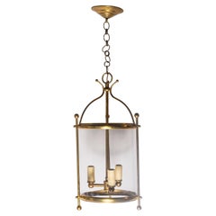 Charming 20th Century French Brass Lantern with Glass Enclosure
