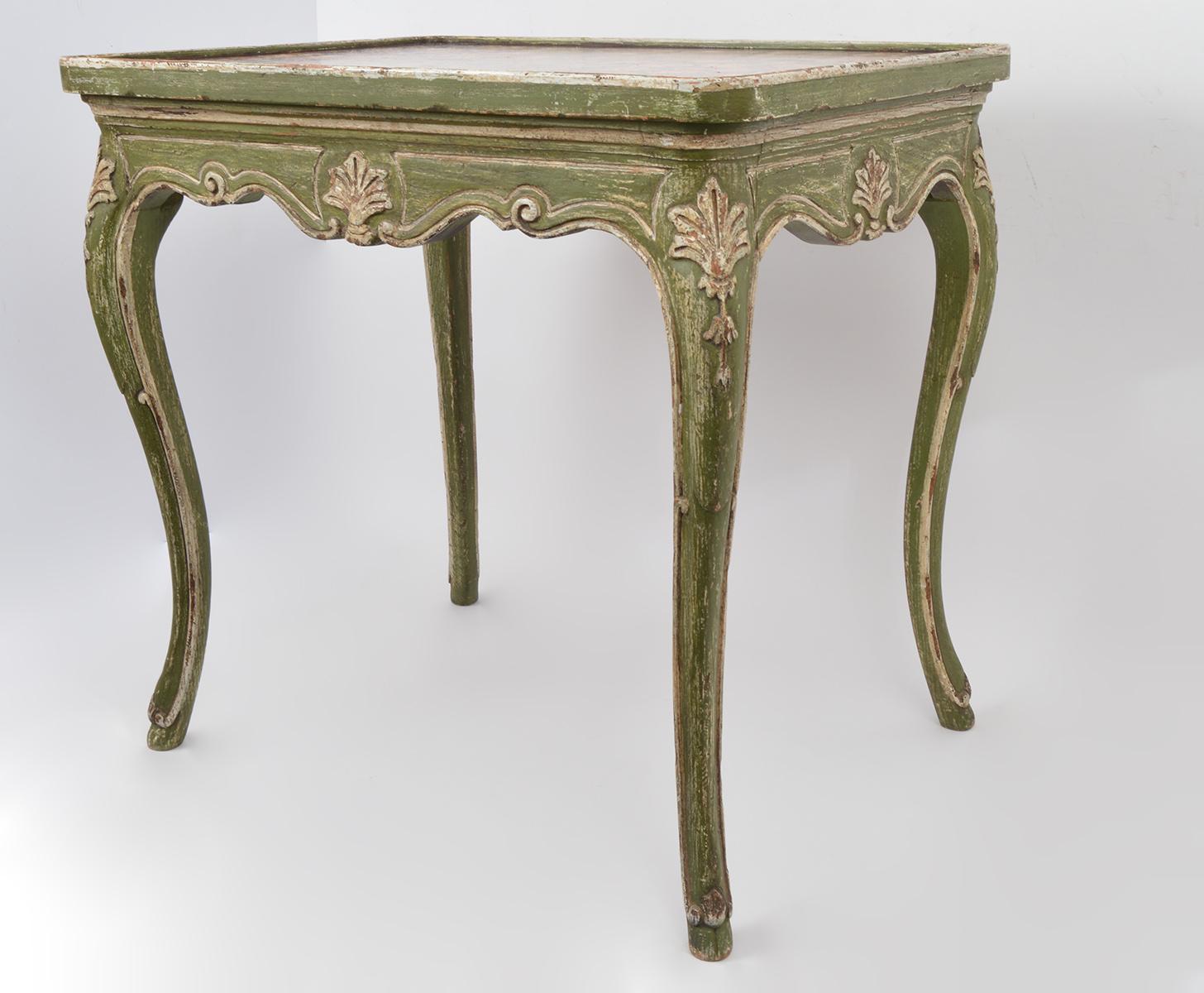 Charming 20th Century French Painted and Parcel Gilt Louis XV Style Side Table 2