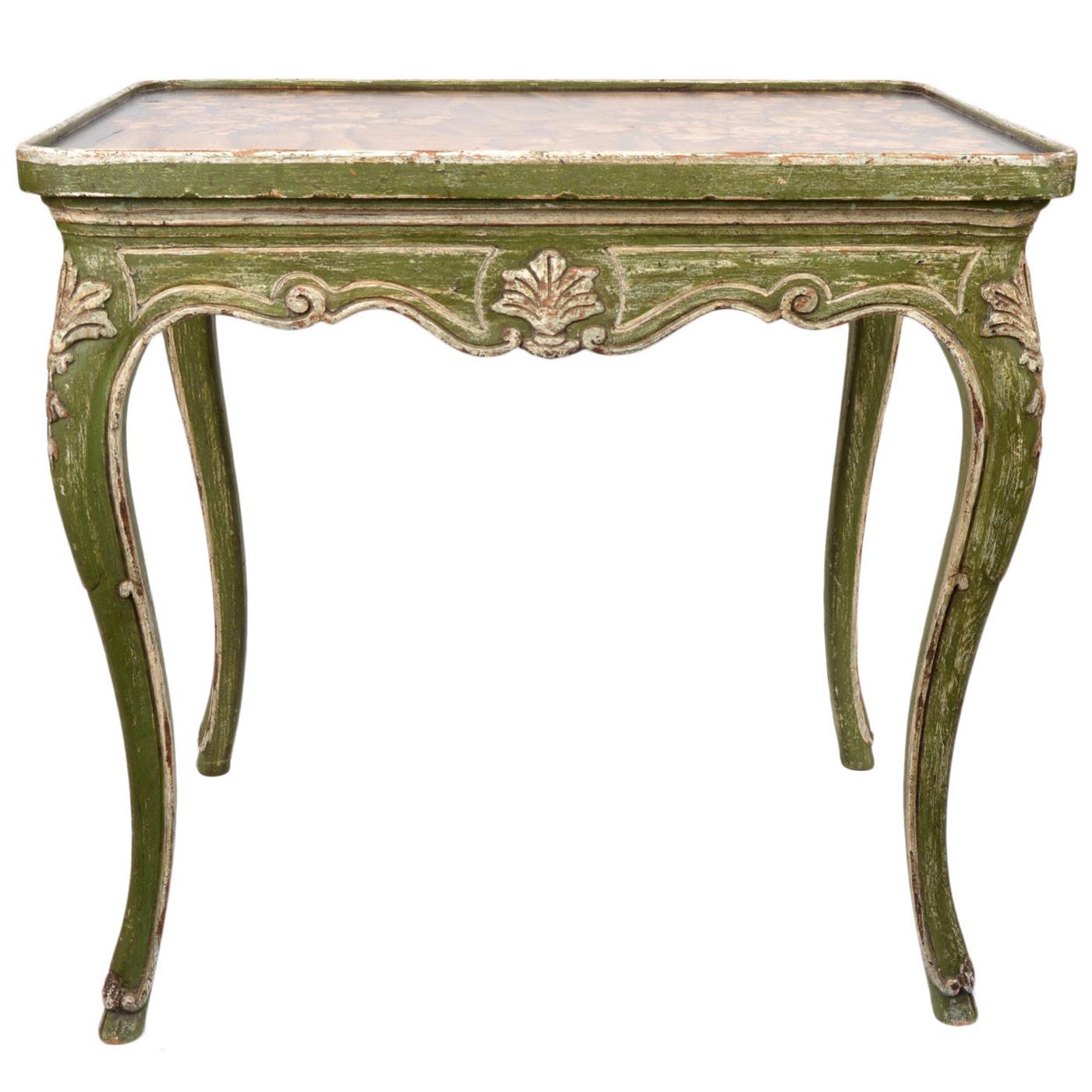 Charming 20th Century French Painted and Parcel Gilt Louis XV Style Side Table