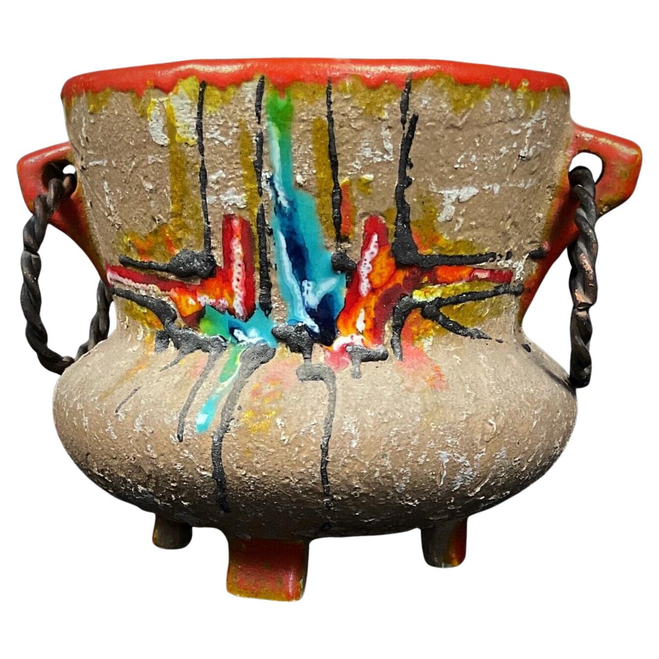 Encantador caldero decorativo de loza italiana del siglo XX - 2Y328