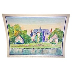 Charming 20th Century Watercolor by M. Duriez – "In the Auxerre Region" - 2Y302