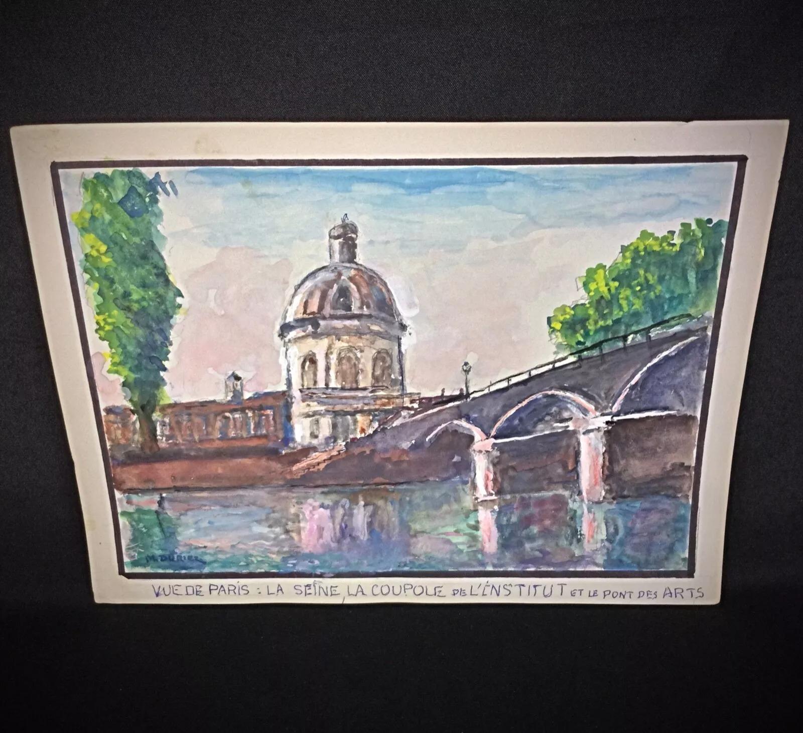 Charming 20th Century Watercolor by M. Duriez – La Seine - 2Y301 In Good Condition For Sale In Bordeaux, FR