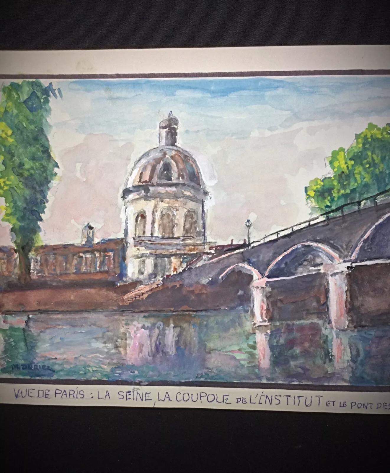 Paper Charming 20th Century Watercolor by M. Duriez – La Seine - 2Y301 For Sale