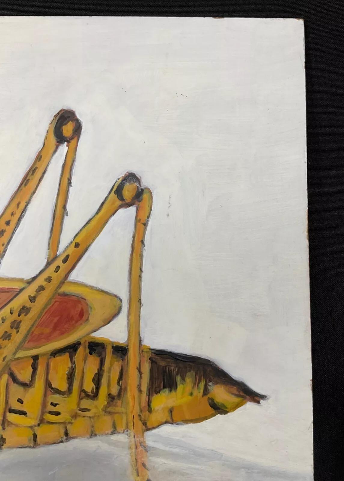 Porta la grazia della natura nel tuo spazio con questo accattivante dipinto in acrilico raffigurante una cavalletta, realizzato magistralmente dall'artista di Mâconnais J. Boving. Realizzata su una tavola di legno, quest'opera d'arte firmata misura