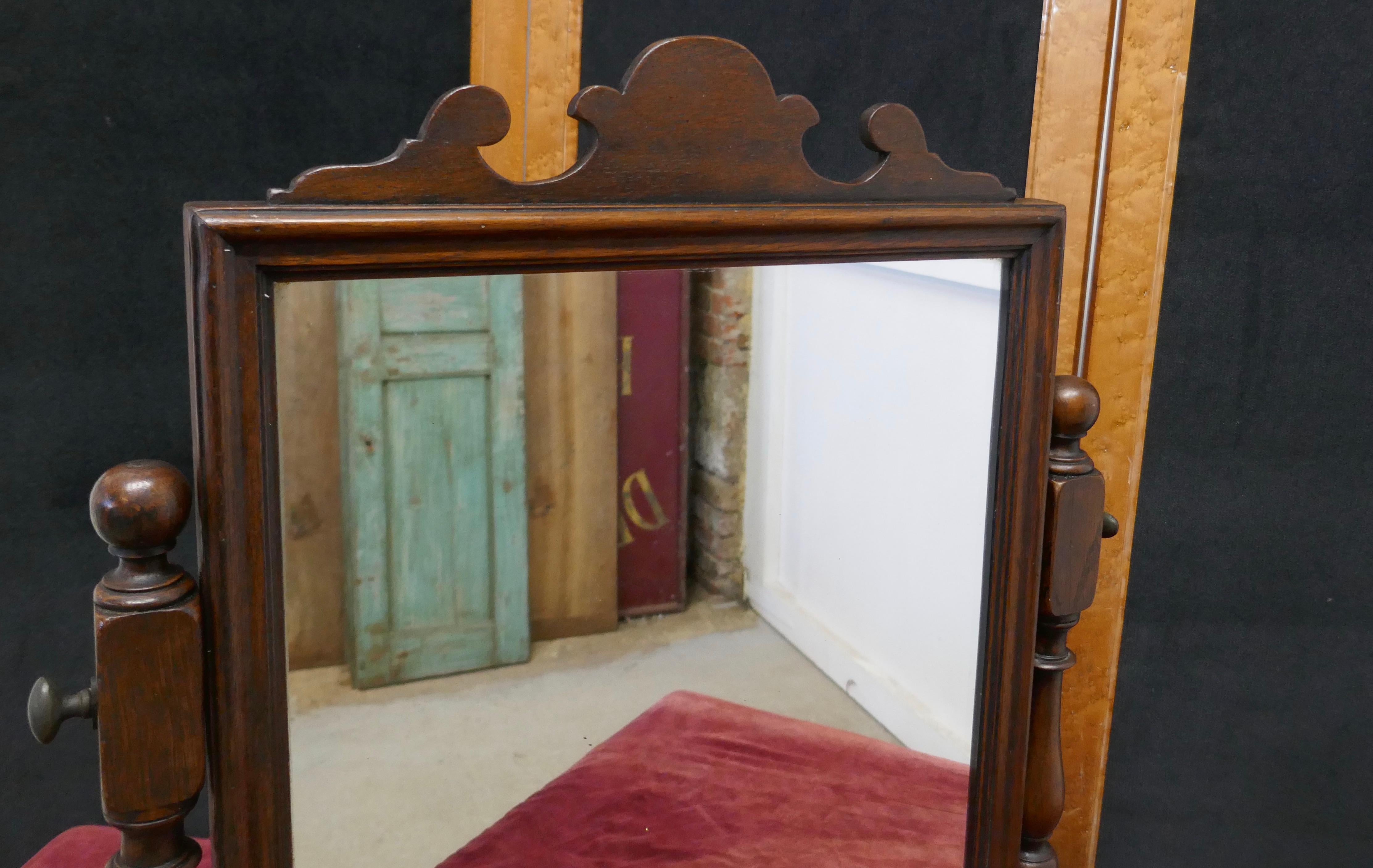 19th Century Charming Adam Style Oak Swing Toilet or Dressing Table Mirror For Sale