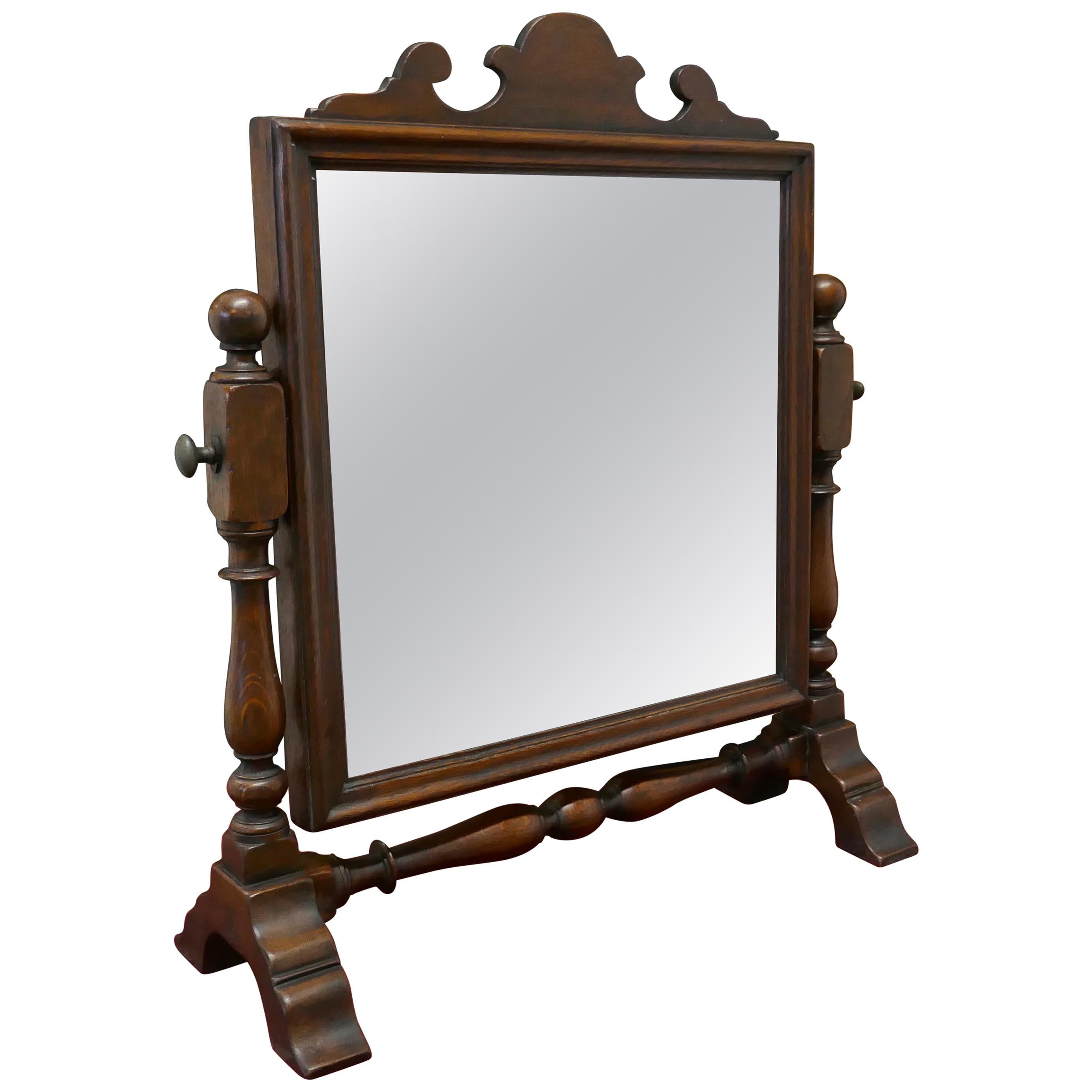 Charming Adam Style Oak Swing Toilet or Dressing Table Mirror For Sale