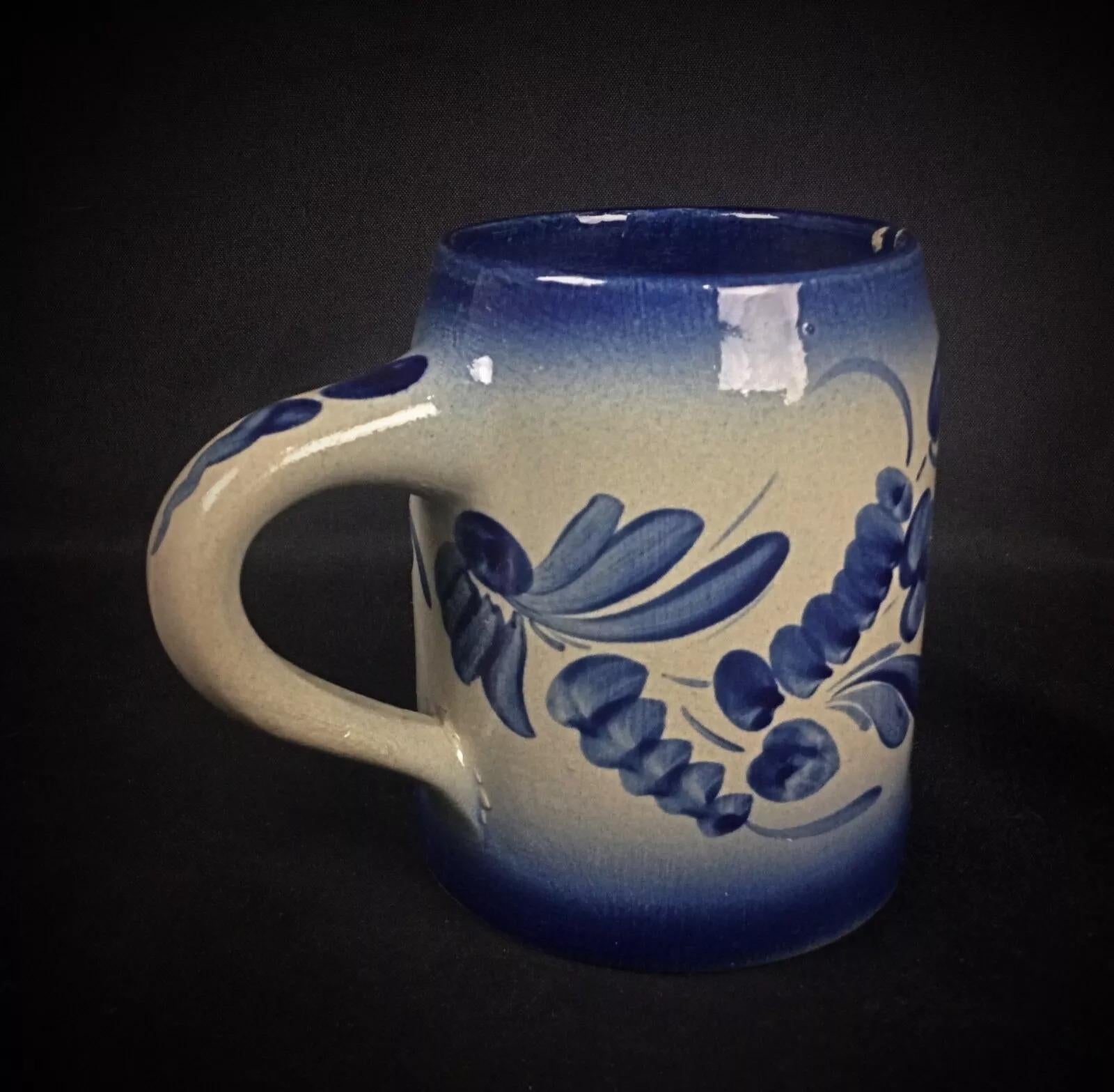XX secolo Incantevole tazza in gres dell'Alsazia firmata da Dany Tonin - Design floreale - 2Y277 in vendita