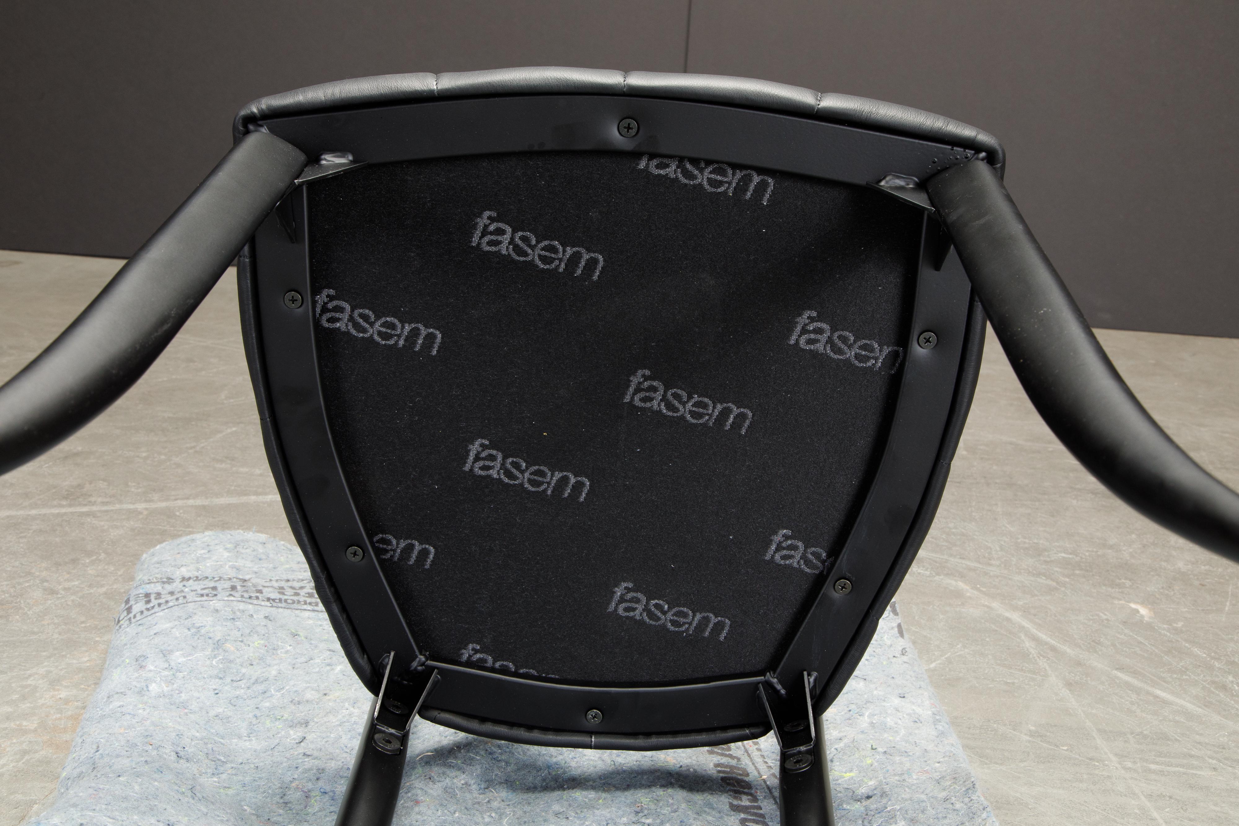 'Charming' Aluminum and Leather Dining Chairs by Fasem Italy, New For Sale 6