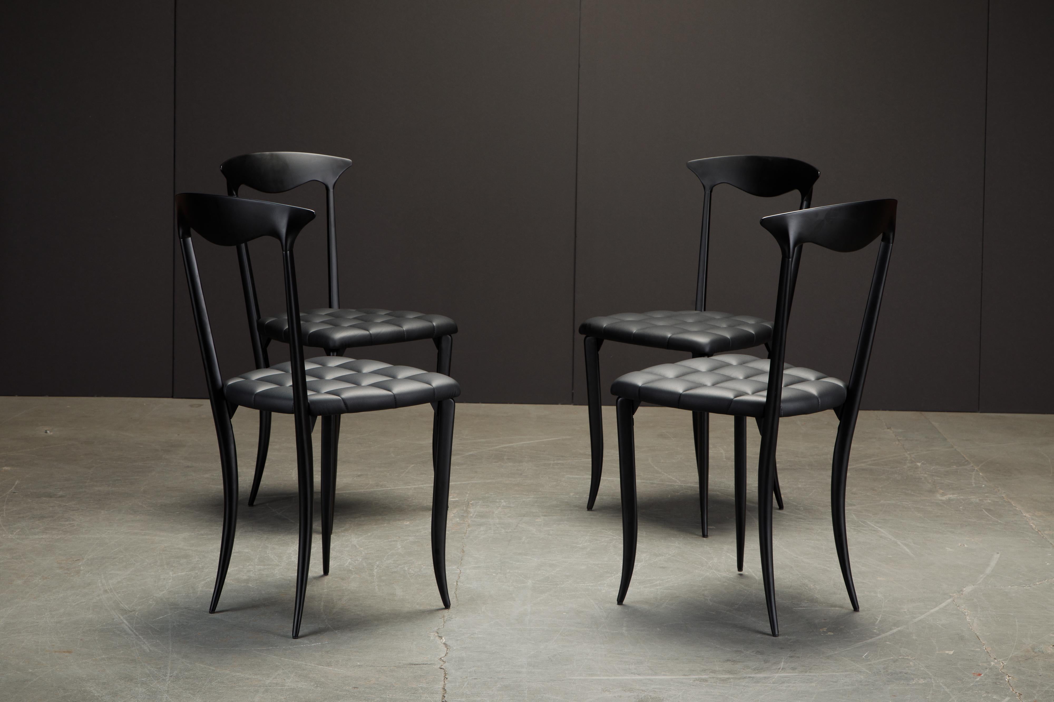 'Charming' Aluminum and Leather Dining Chairs by Fasem Italy, New For Sale 9