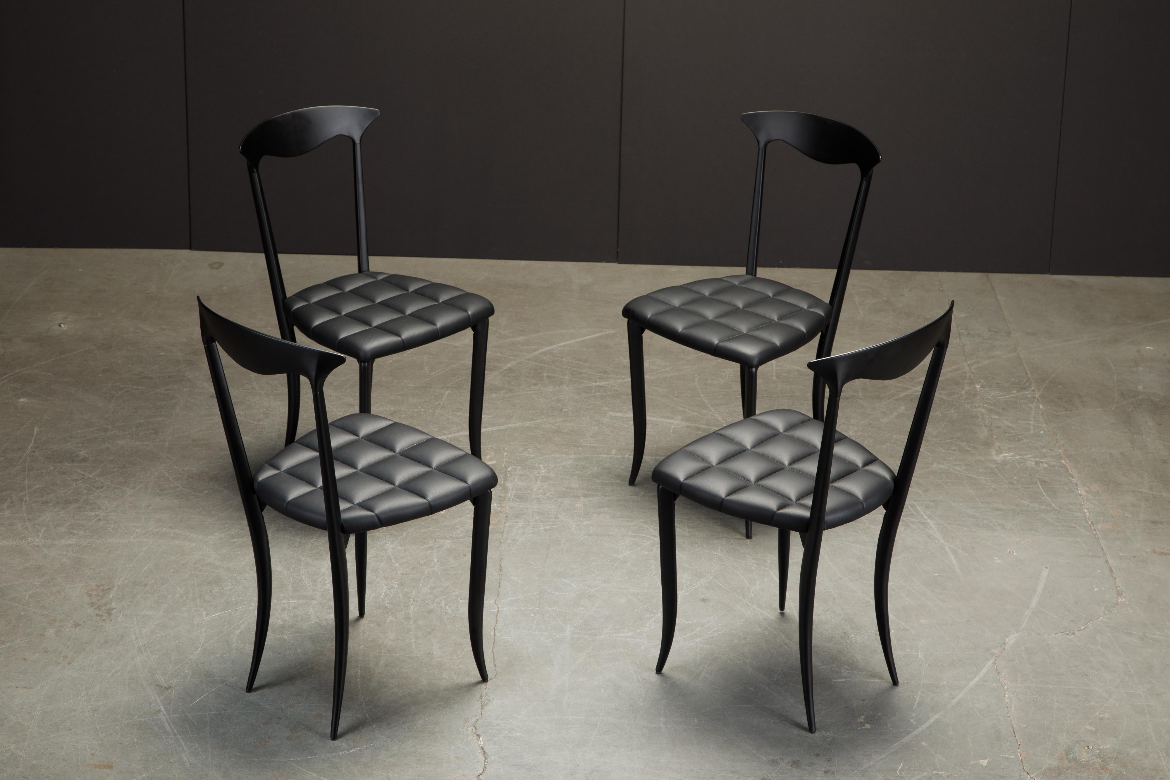 'Charming' Aluminum and Leather Dining Chairs by Fasem Italy, New For Sale 10