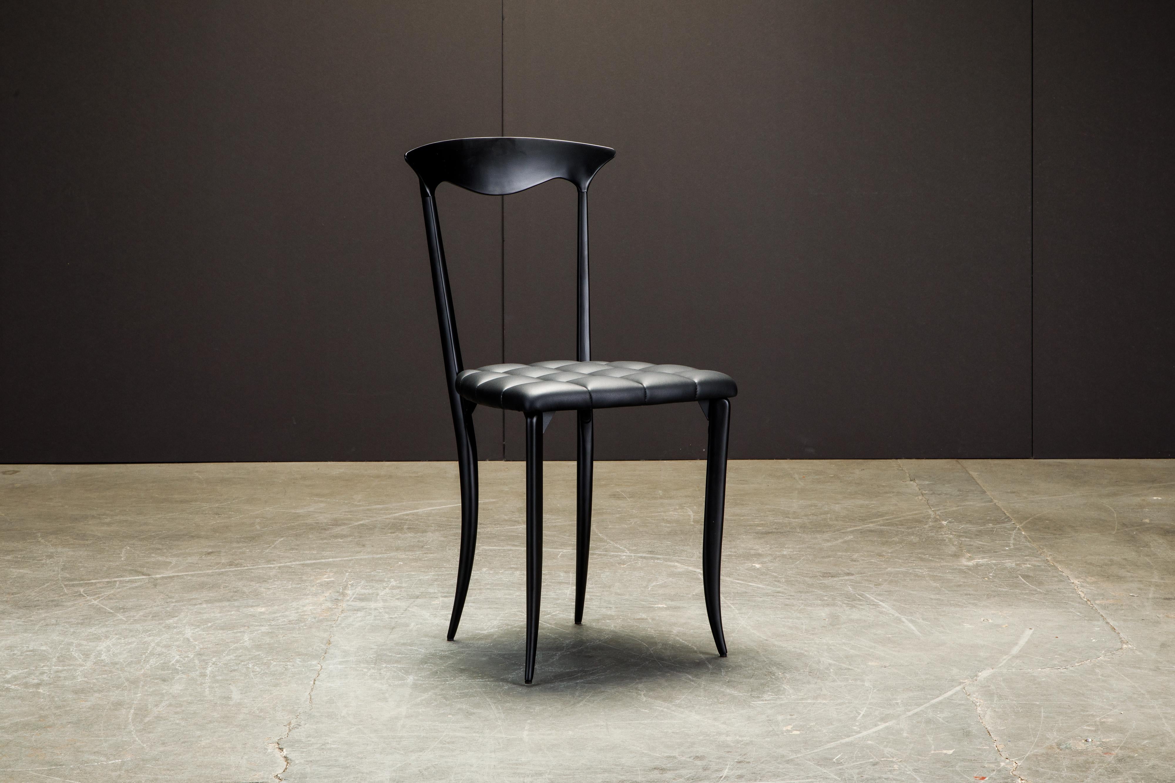 Modern 'Charming' Aluminum and Leather Dining Chairs by Fasem Italy, New For Sale