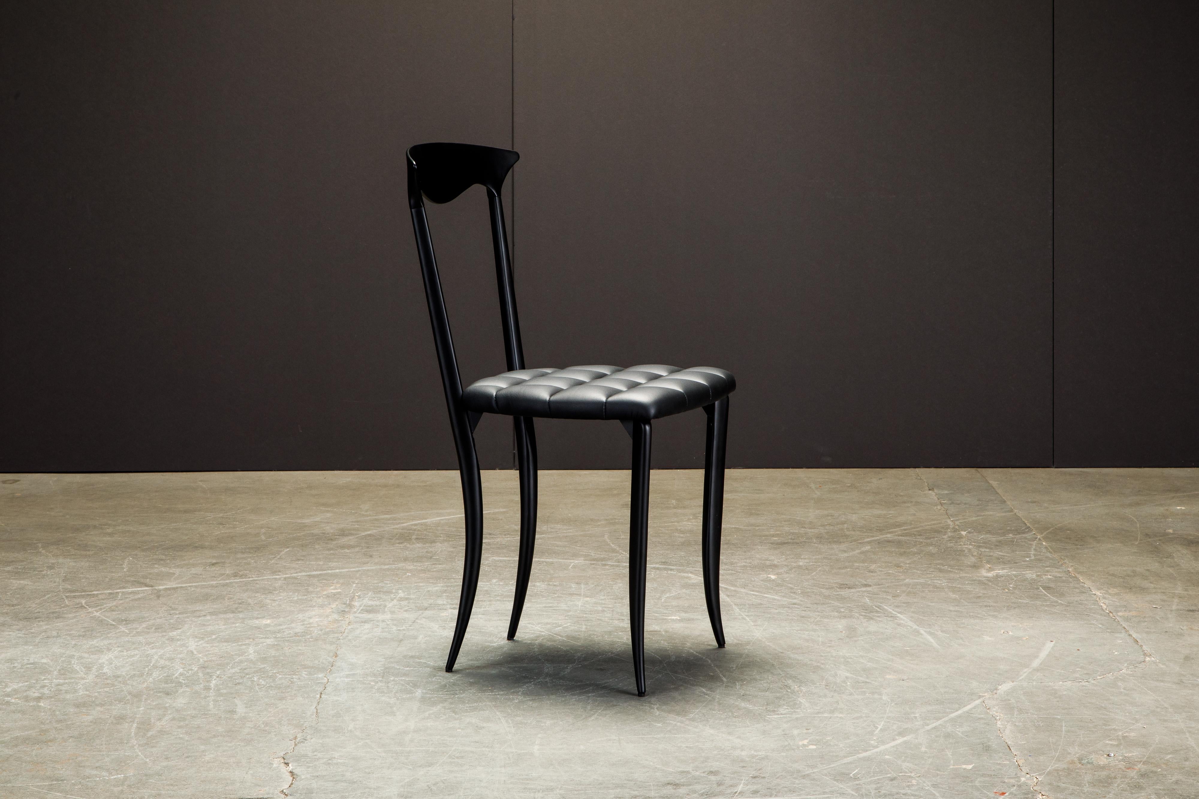 „Charming“ Esszimmerstühle aus Aluminium und Leder von Fasem Italien, neu im Zustand „Neu“ im Angebot in Los Angeles, CA