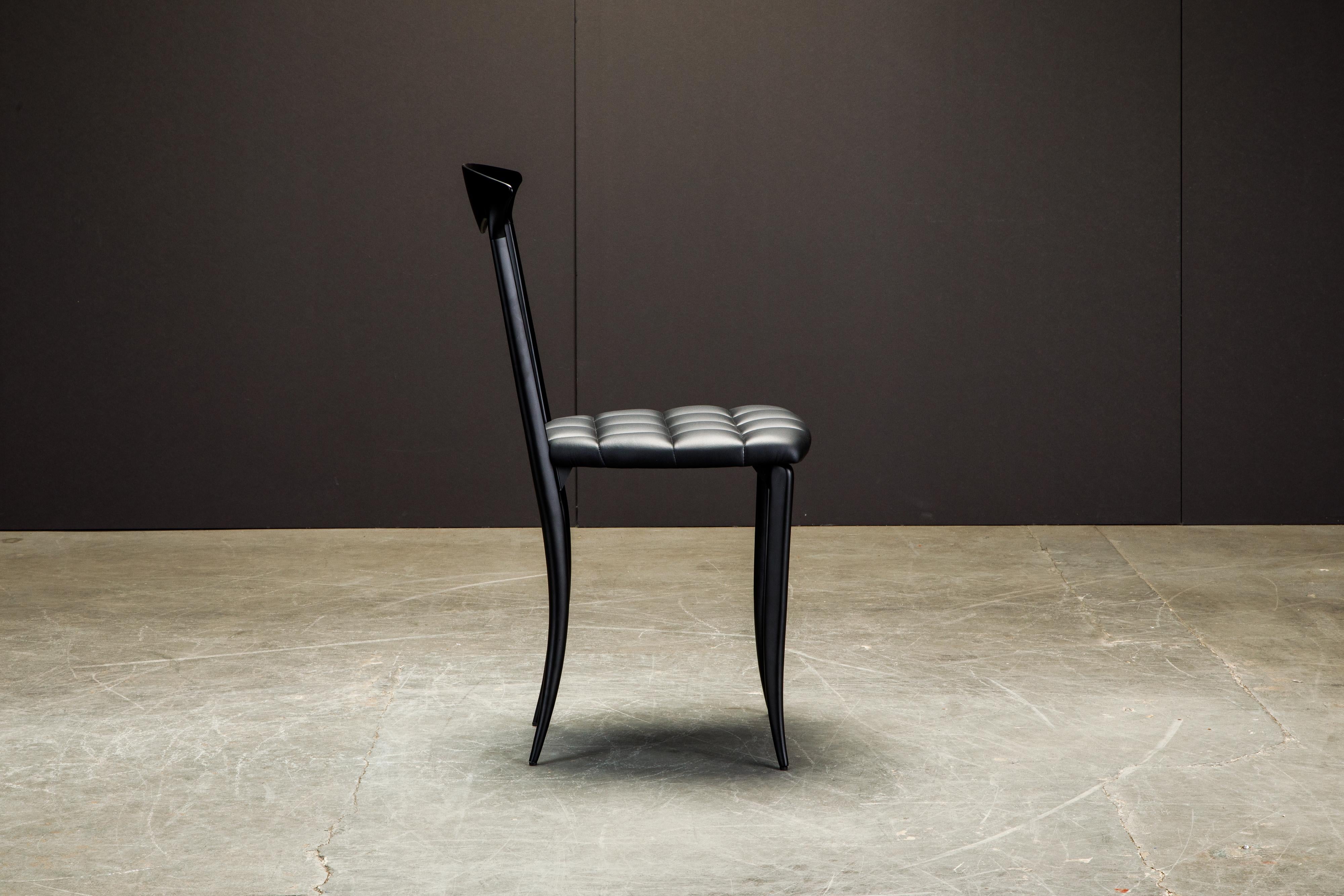 Contemporary 'Charming' Aluminum and Leather Dining Chairs by Fasem Italy, New For Sale