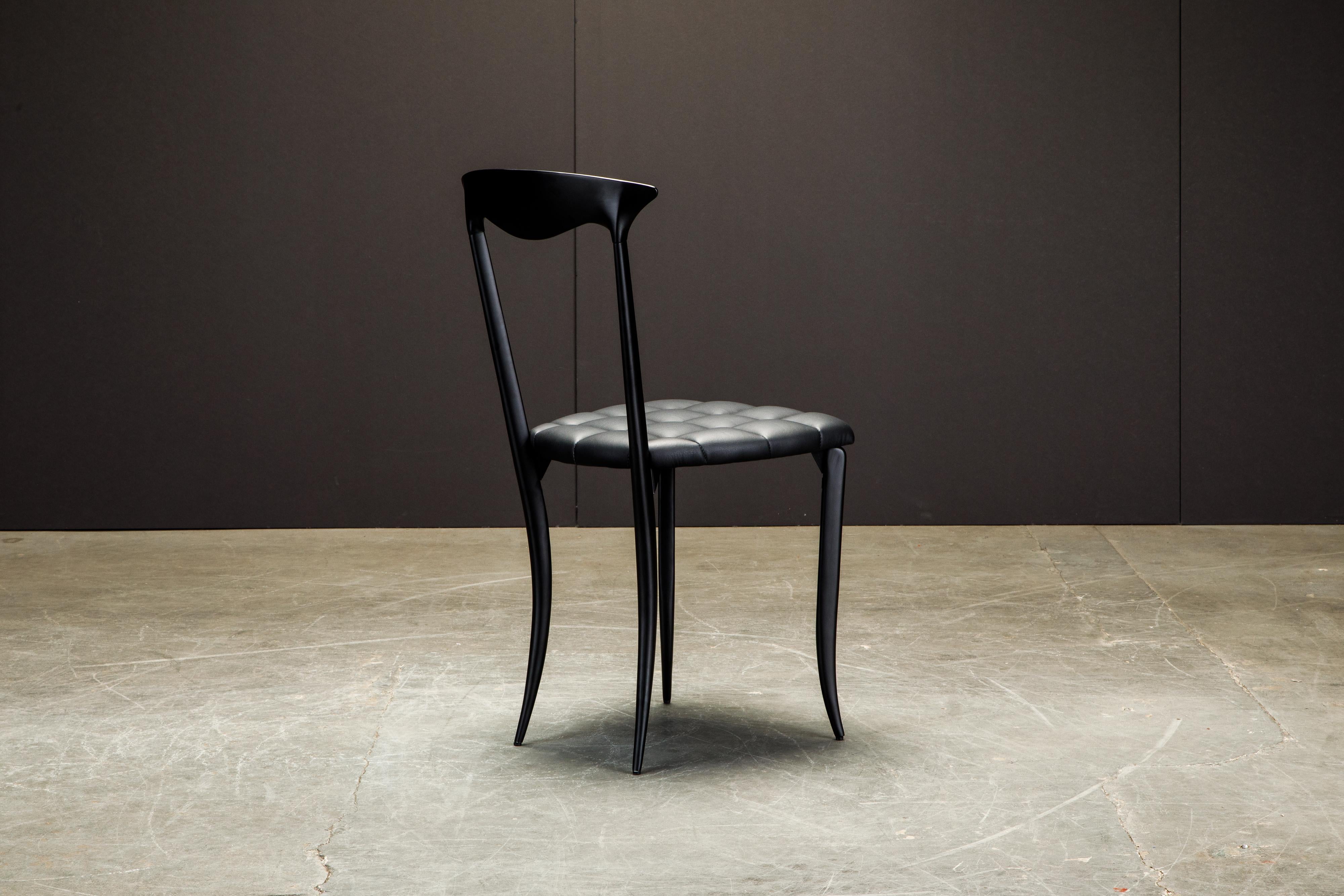 Contemporary 'Charming' Aluminum and Leather Dining Chairs by Fasem Italy, New For Sale