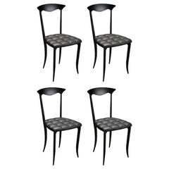 'Charming' Aluminum and Leather Dining Chairs by Fasem Italy, New