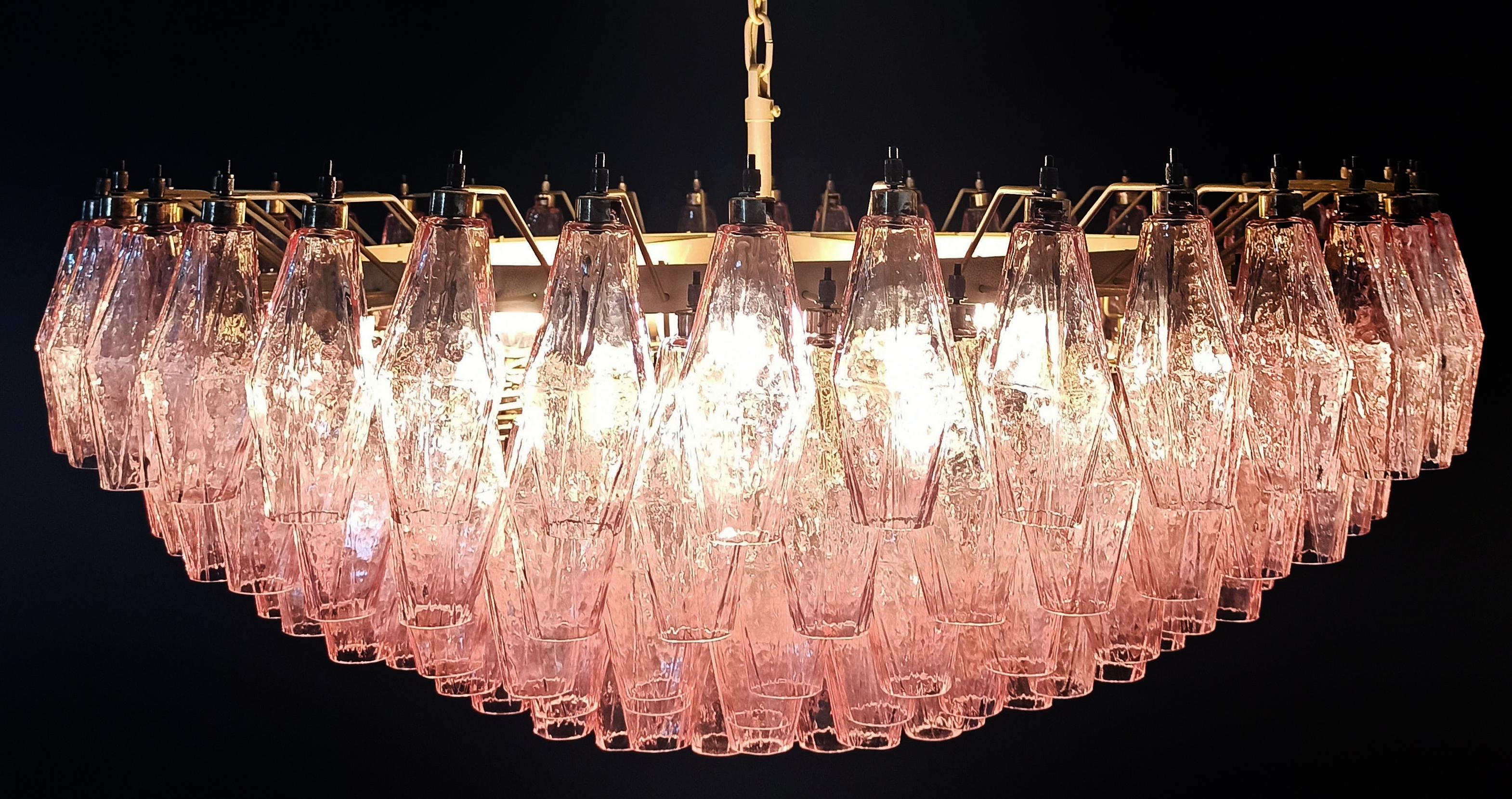 Italian Charming Amazing Murano glass Chandeliers - 185 PINK poliedri For Sale