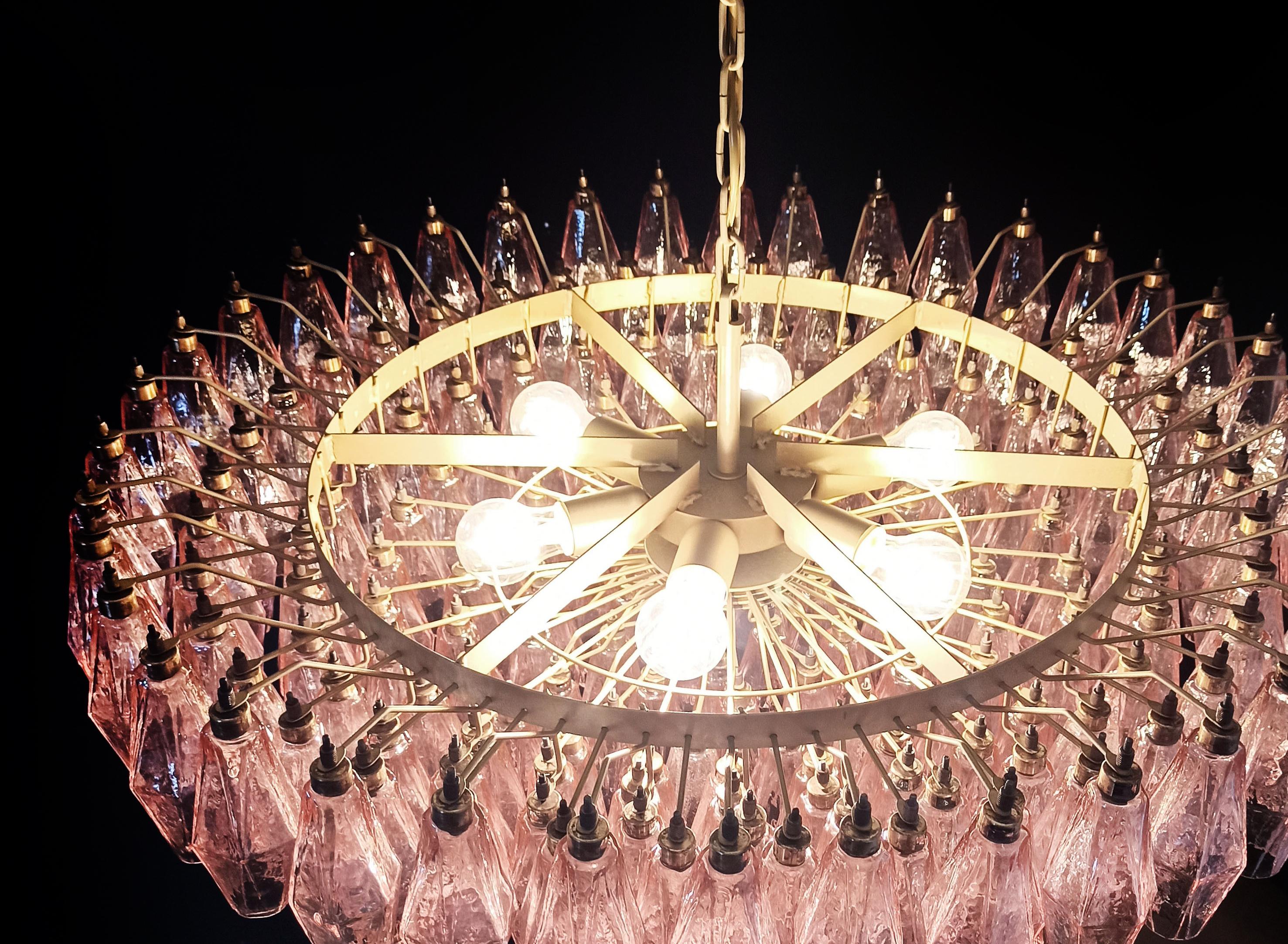 20th Century Charming Amazing Murano glass Chandeliers - 185 PINK poliedri For Sale