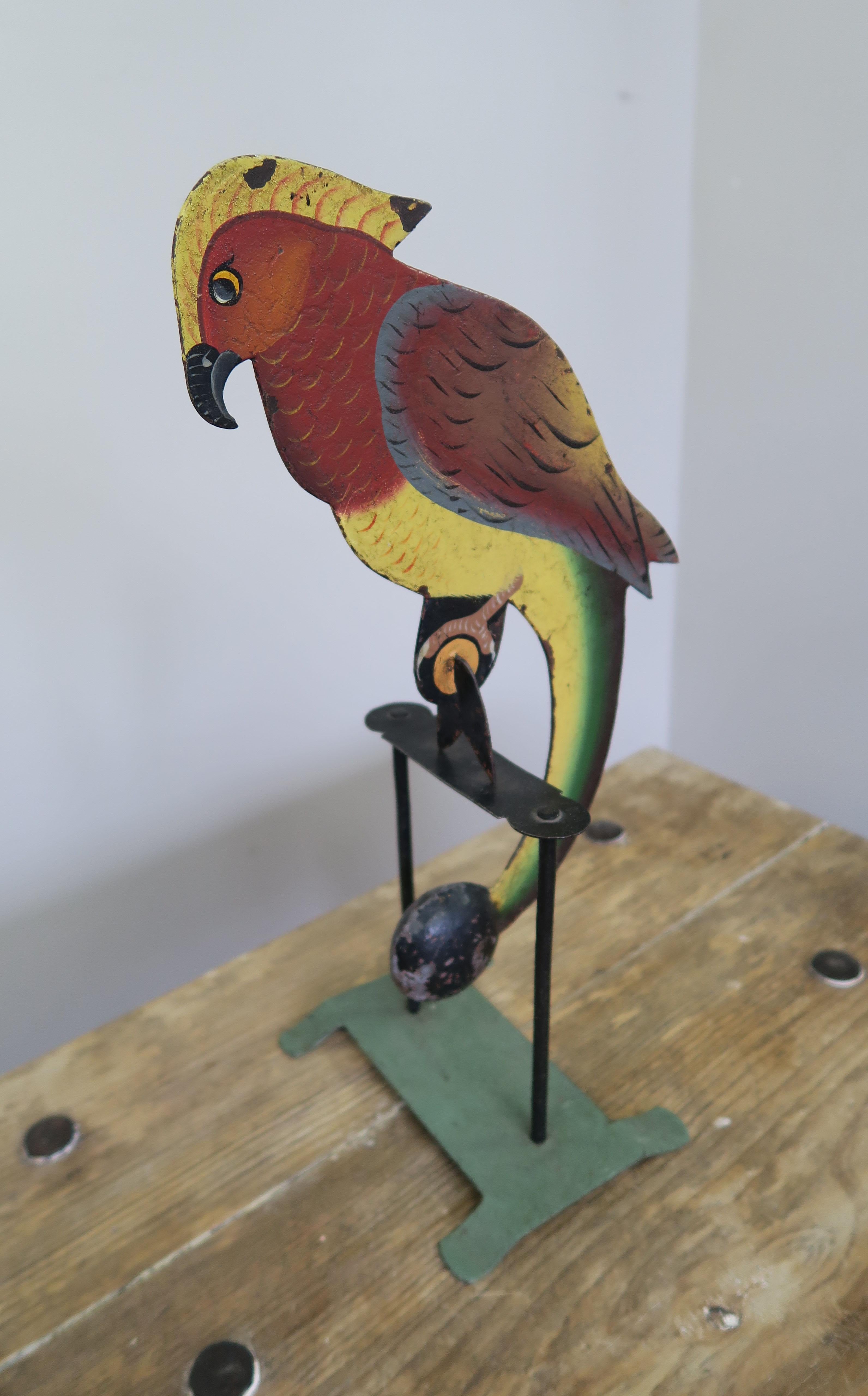 Charming American Folk Art Piece Depicting Balancing Parrot 2