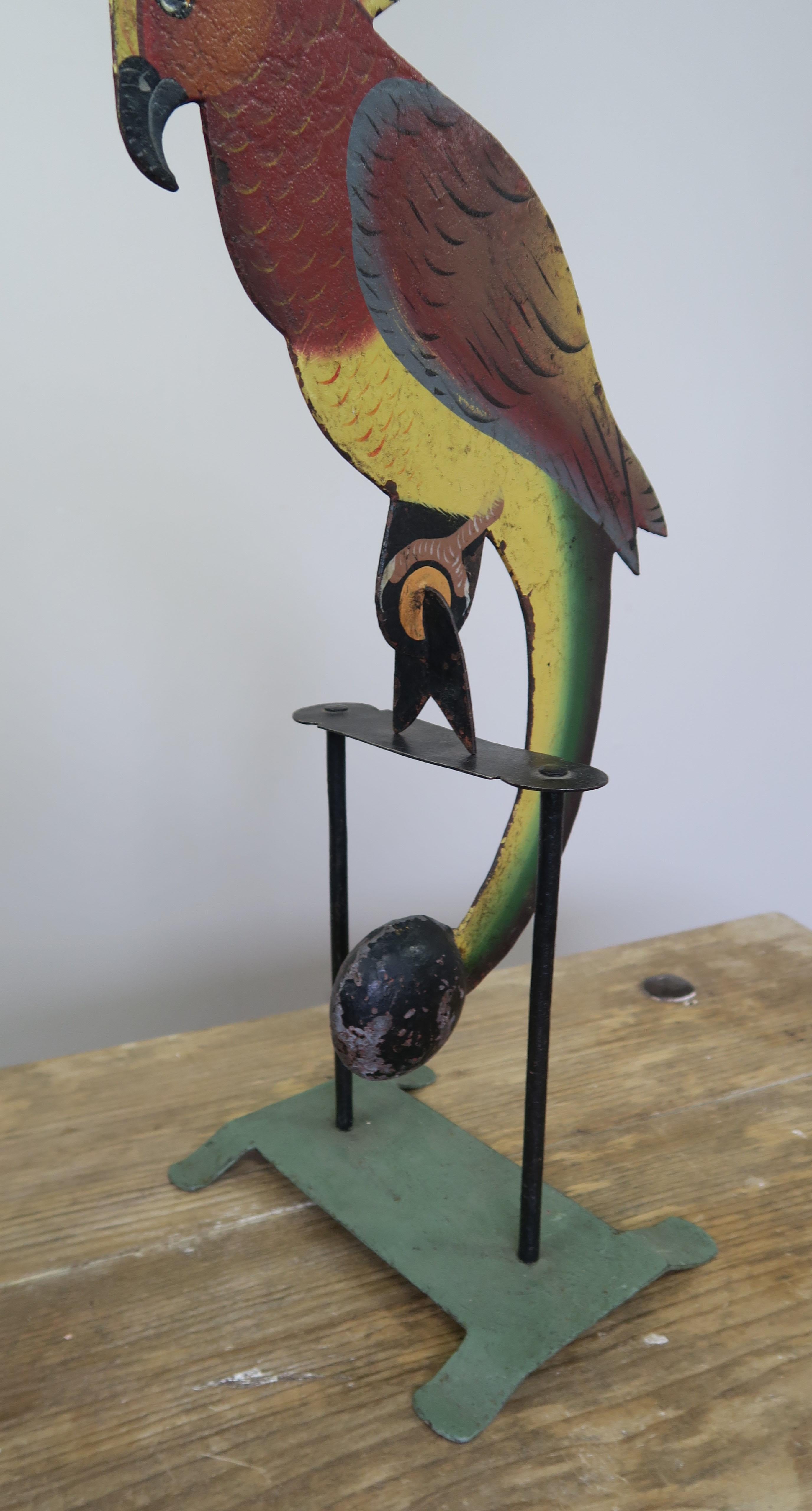 Charming American Folk Art Piece Depicting Balancing Parrot 3