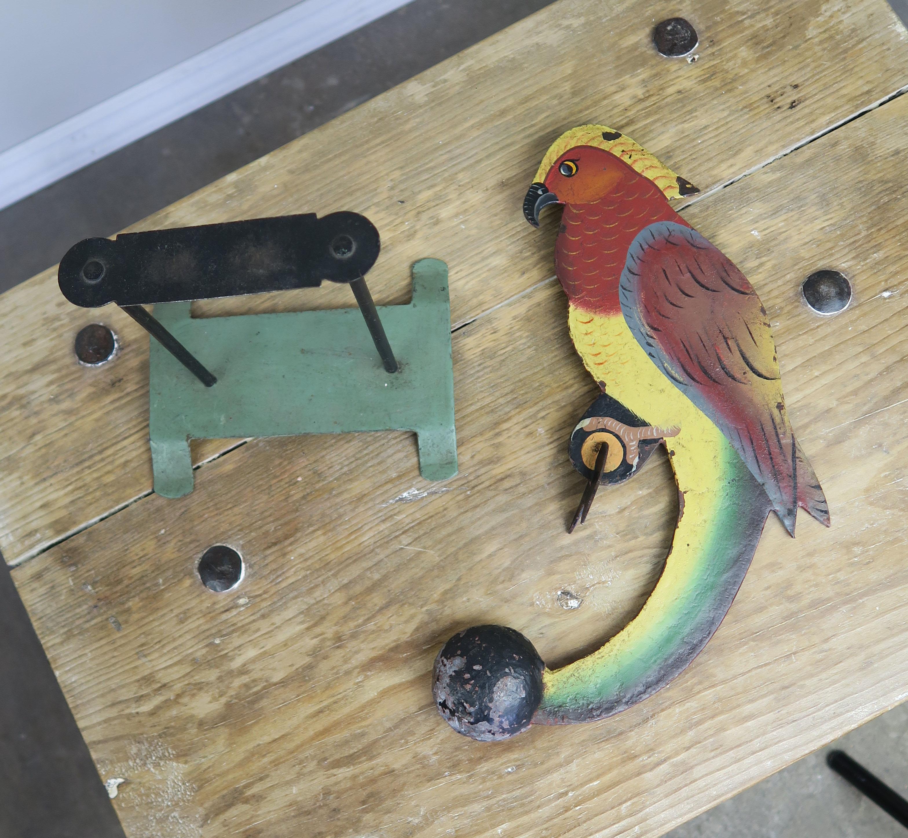 Charming American Folk Art Piece Depicting Balancing Parrot 5