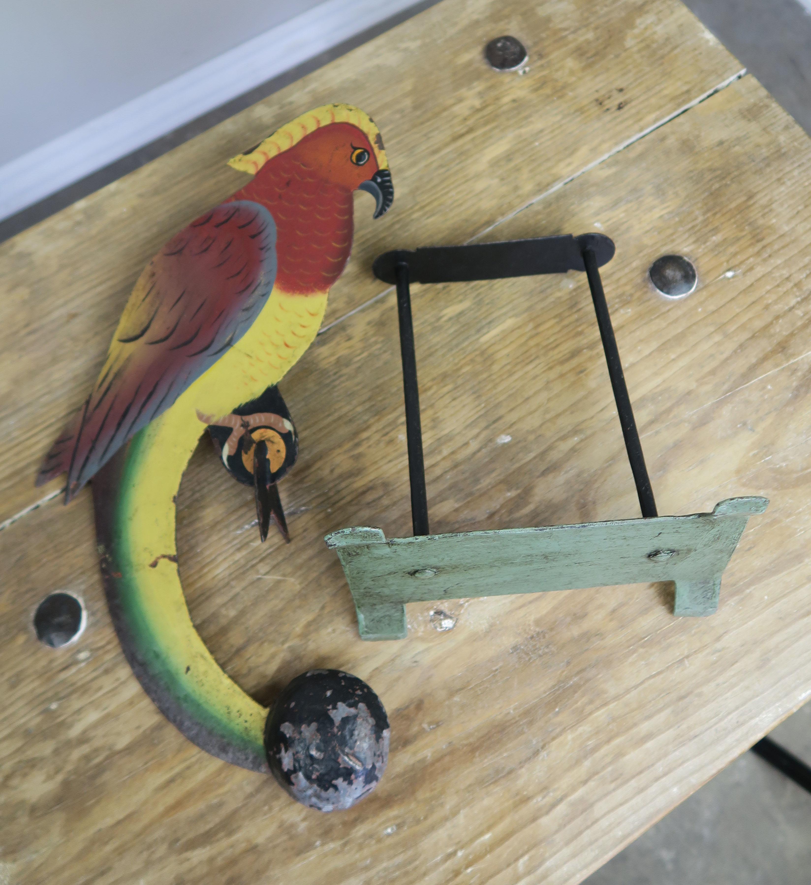Charming American Folk Art Piece Depicting Balancing Parrot 6