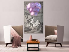 Charming Amethyst Pink Disc Murano Chandelier, 1970s