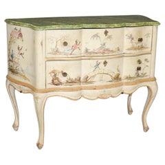 Charming and Whimsical Italian Venetian Faux Verdi Marble Paint Decorated Comode