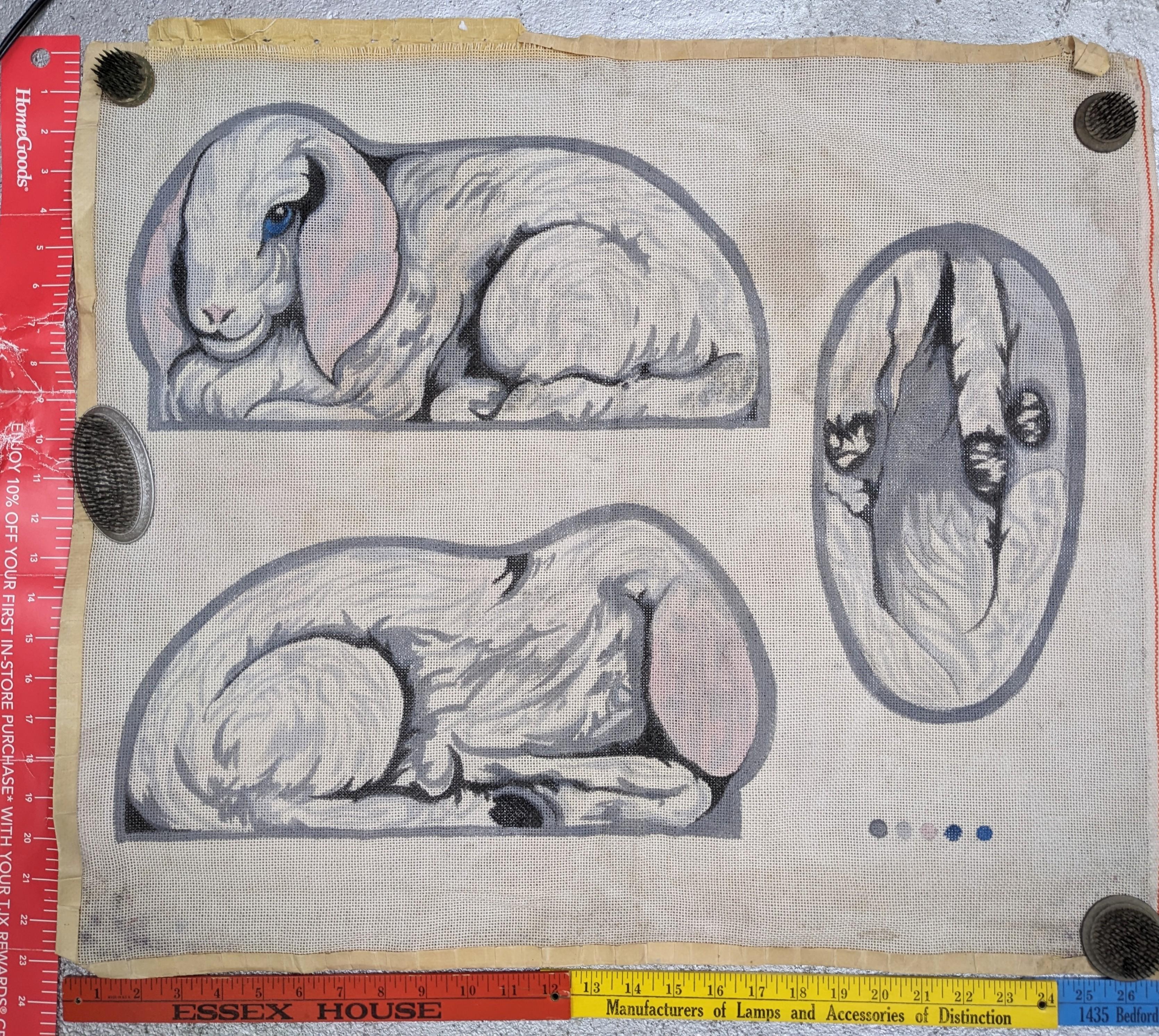 Mid-Century Modern Charming Animal Needlepoint Pillow Blanks, Lou Gartner Estate For Sale