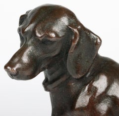 Charming Antique Bronze Seated Dachshund Figure