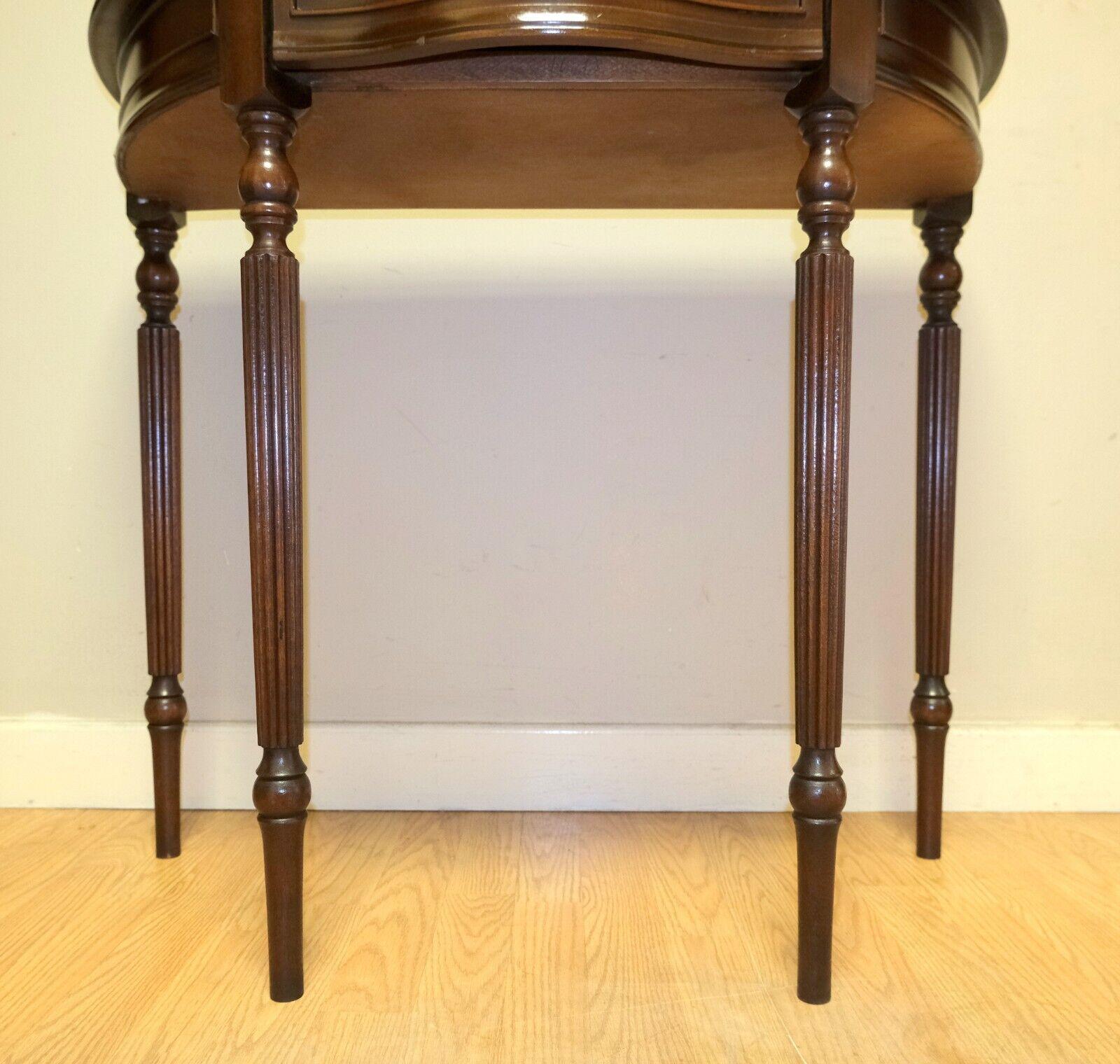 Hand-Crafted Charming Antique Brown Hardwood Demi Lune Console Table with Single Drawer